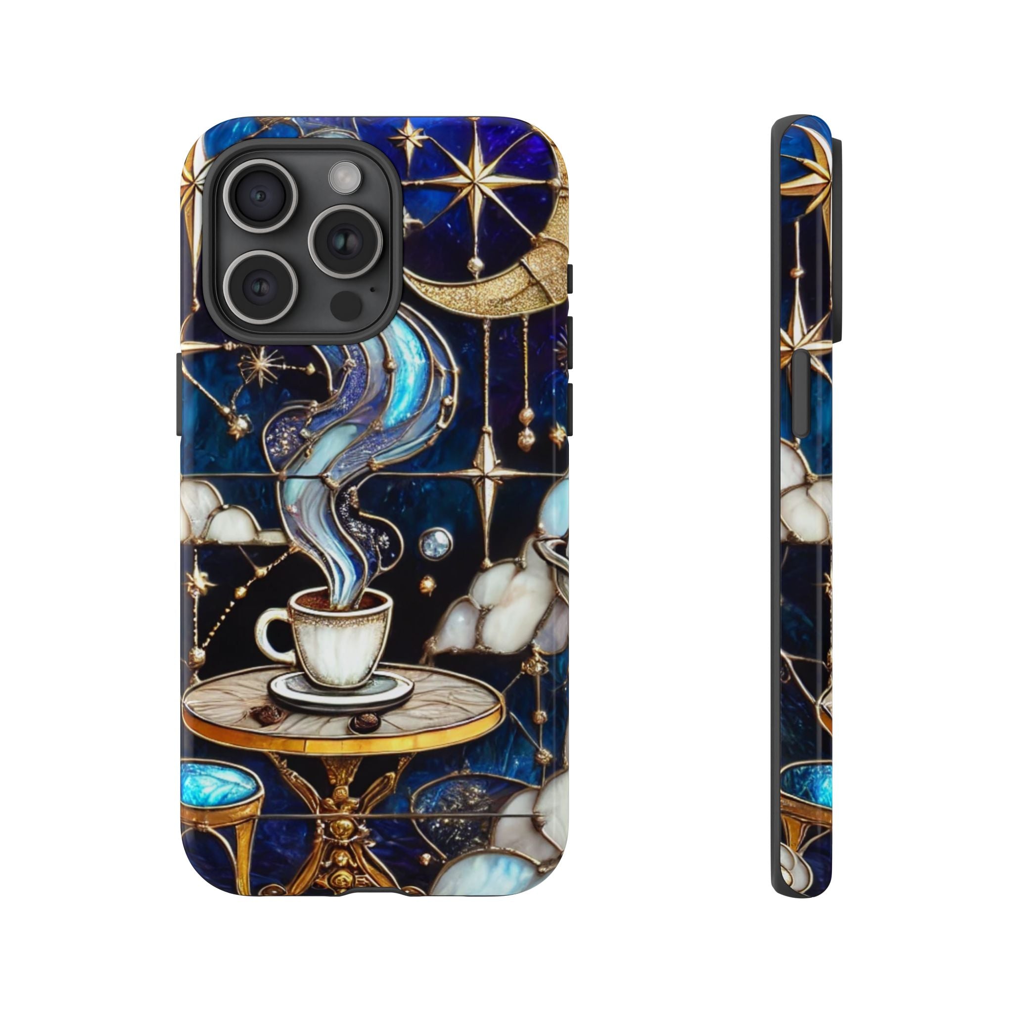 Celestial Stained Glass Coffee iPhone Case – Shockproof 3D Wrap