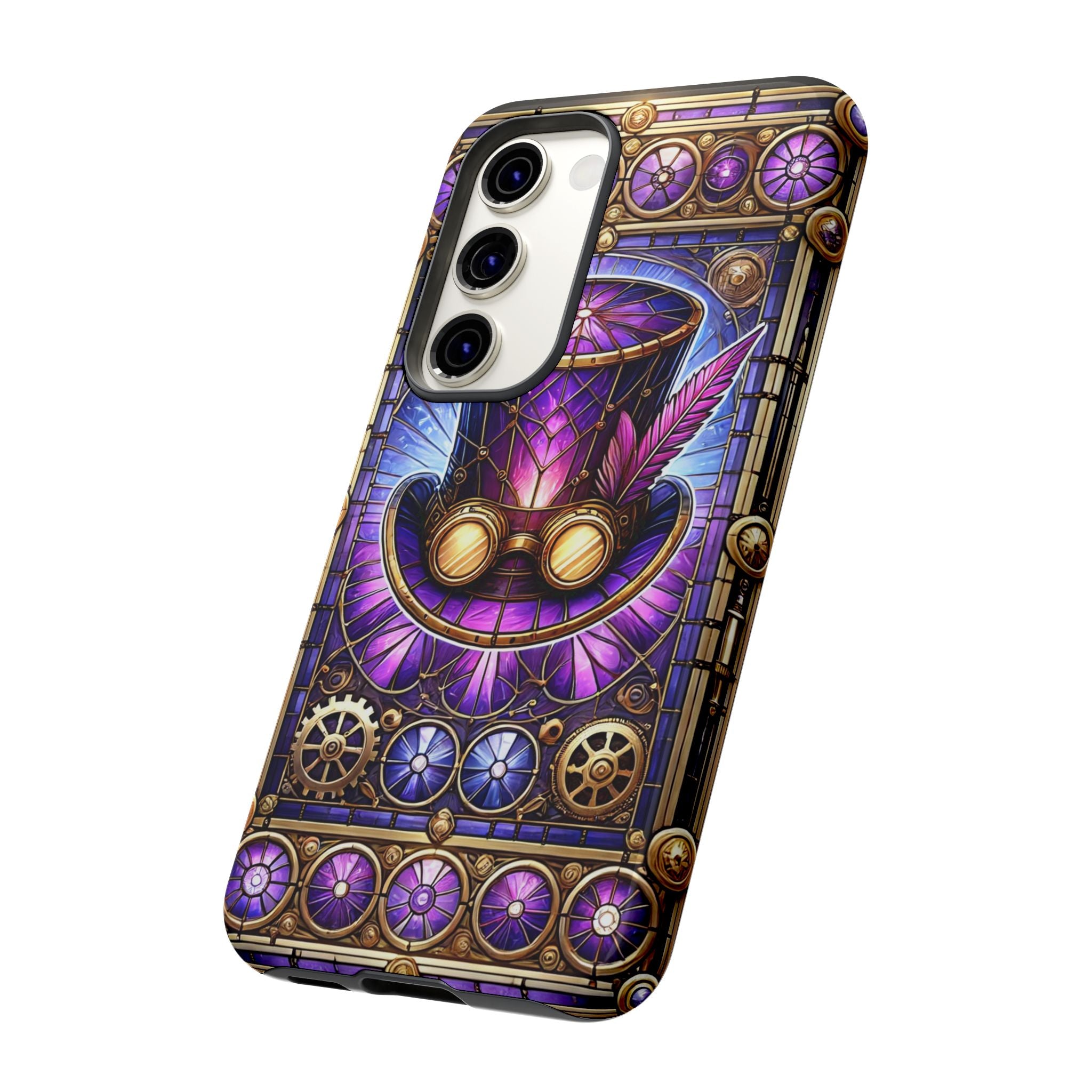 Stained Glass Steampunk Android Phone Case – 3D Full-Wrap Protective Cover with TPU Liner