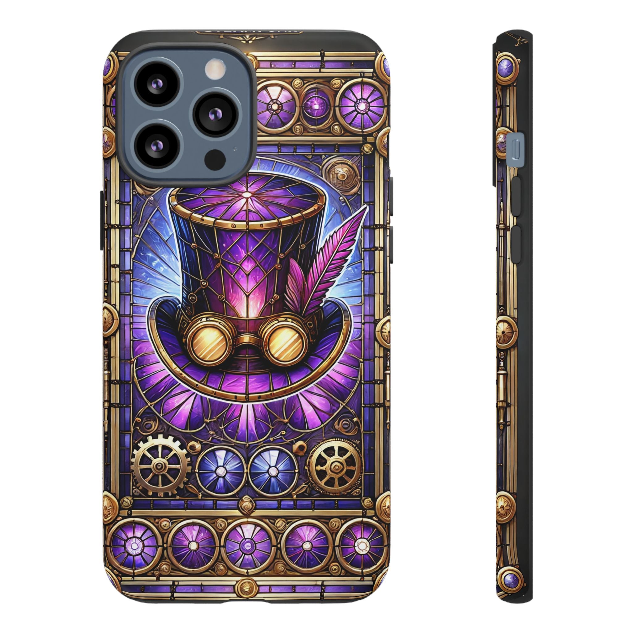 Stained Glass Steampunk iPhone Case – 3D Full-Wrap Protective Phone Cover With TPU Liner