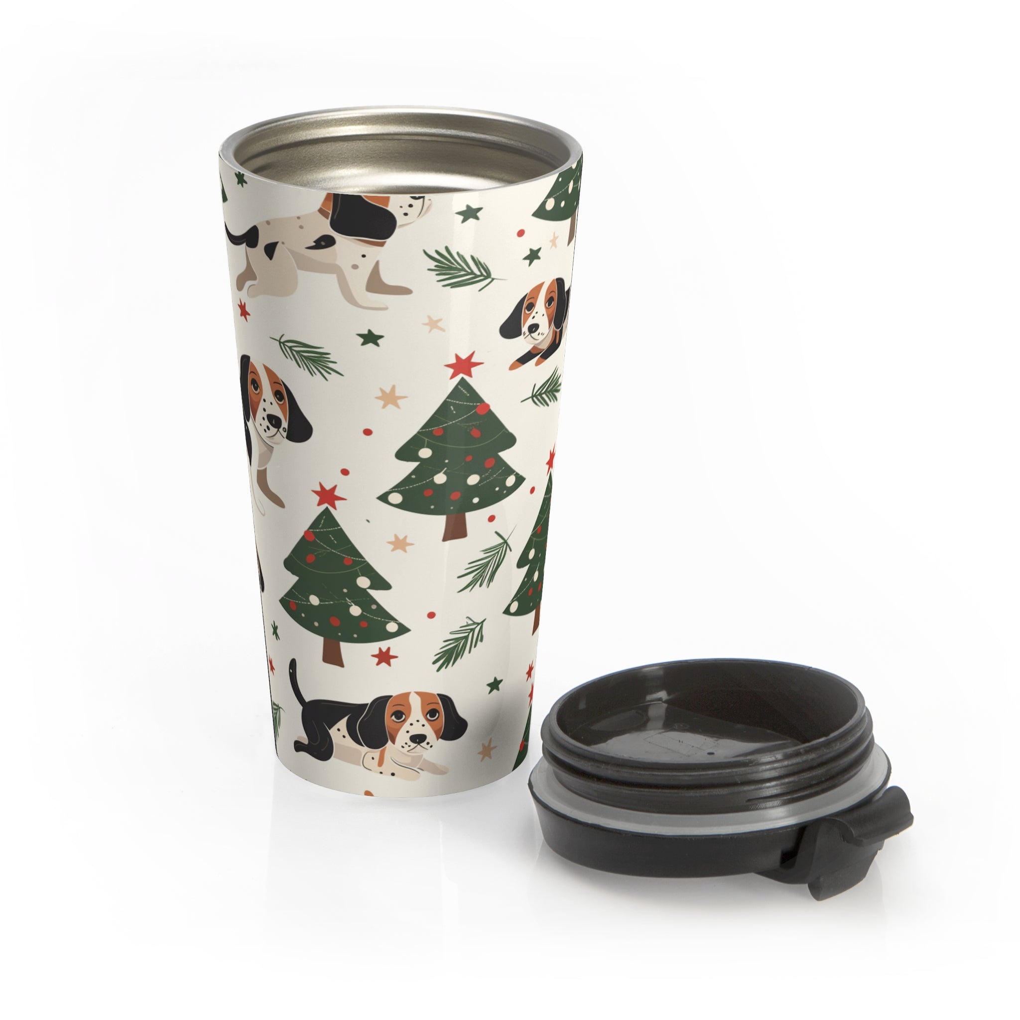 Beagle Christmas Travel Mug — Stainless Steel Holiday Coffee Tumbler