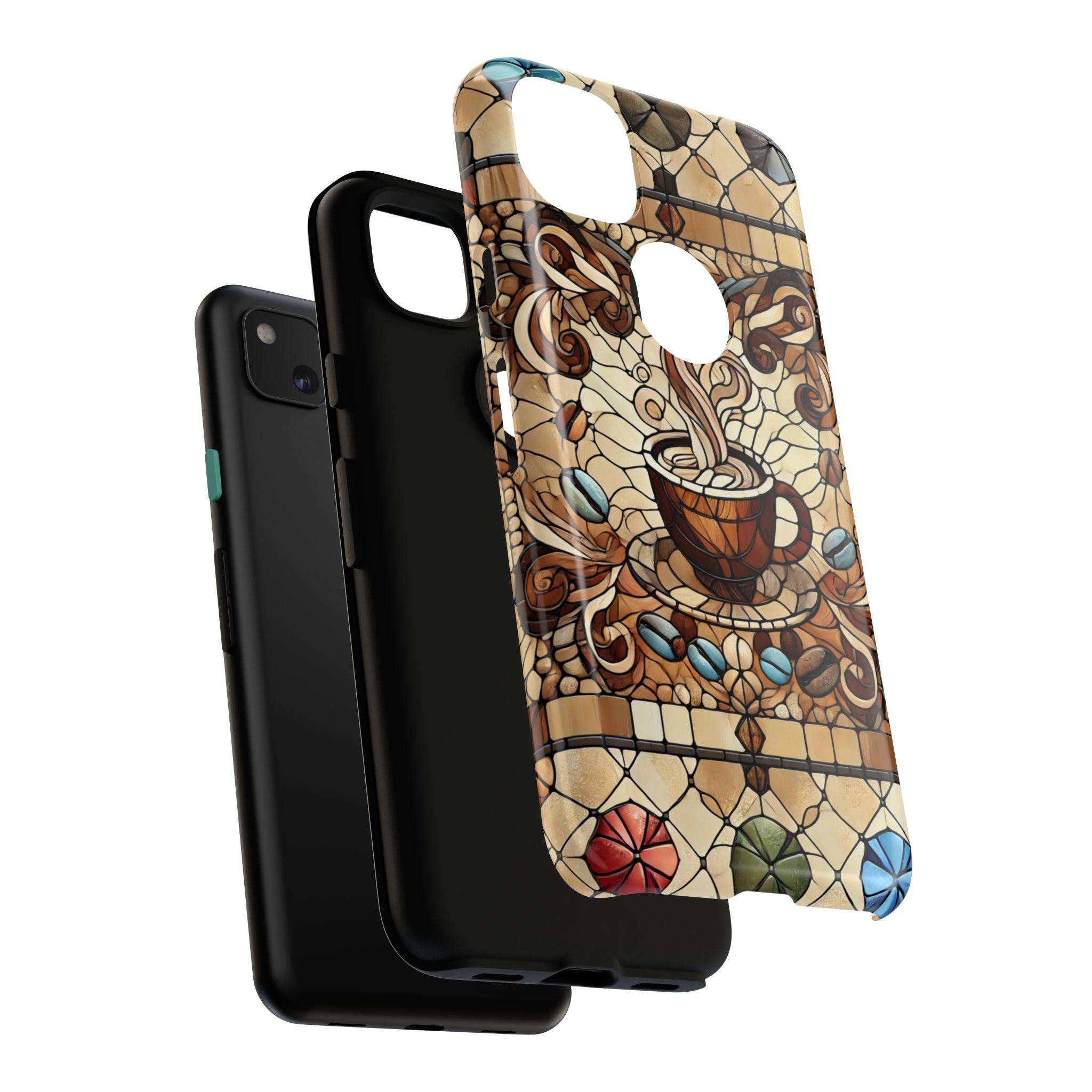 Stained Glass Coffee Android Phone Case – Shockproof TPU, 3D Wrap