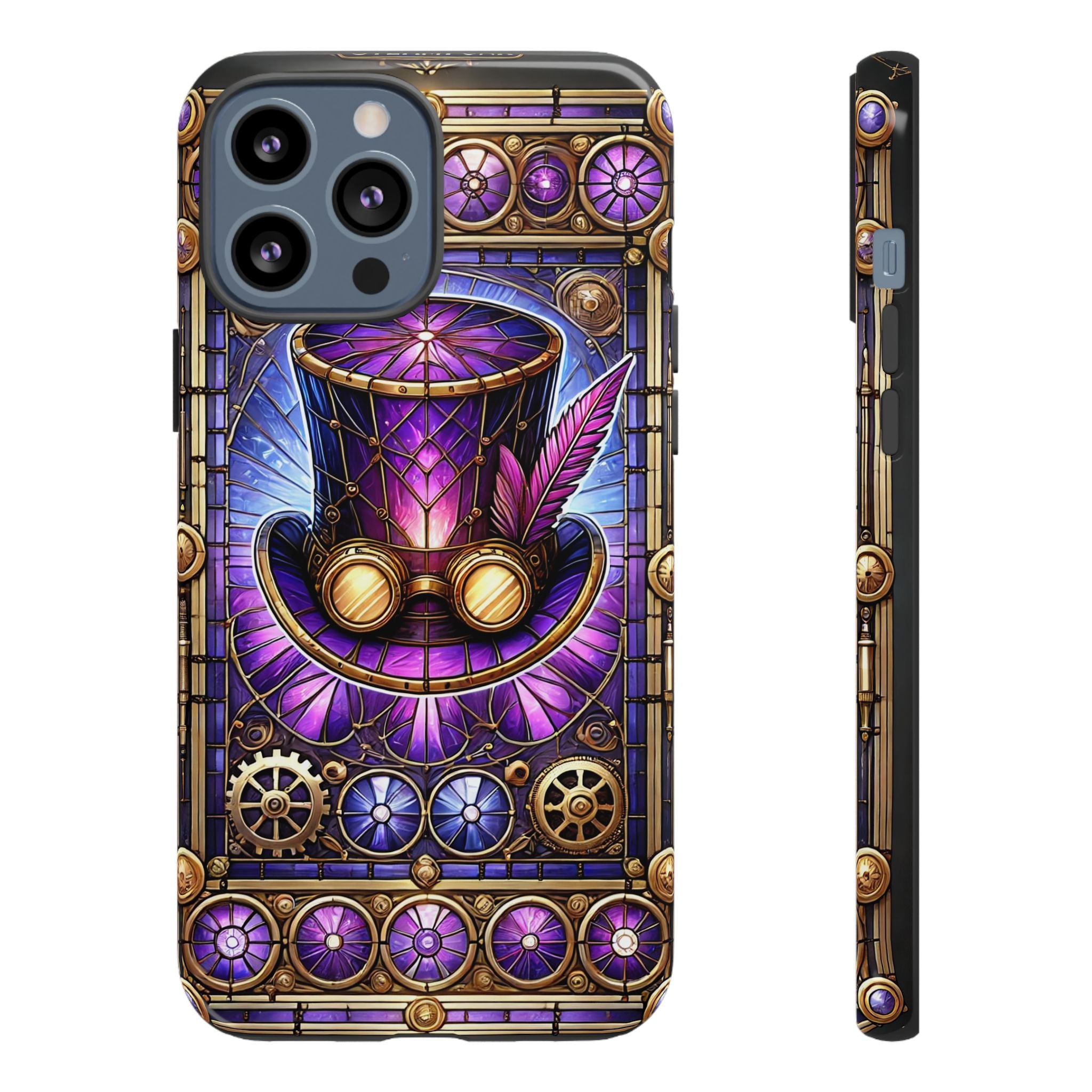 Stained Glass Steampunk iPhone Case – 3D Full-Wrap Protective Phone Cover With TPU Liner