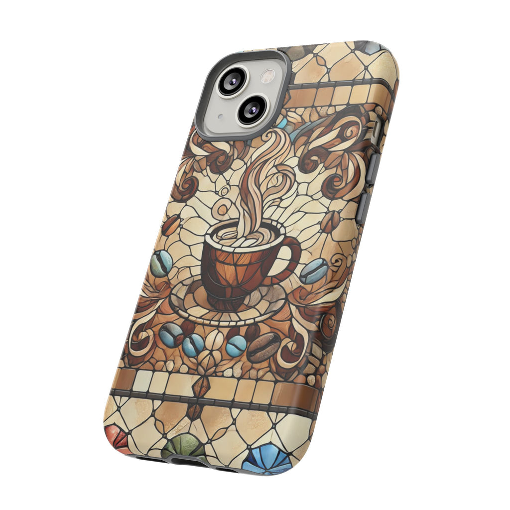 Stained Glass Coffee iPhone Case – Shockproof TPU, 3D Wrap Design