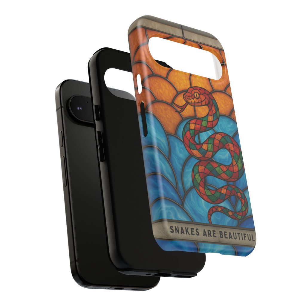 Snakes Are Beautiful Stained Glass Phone Case, Colorful Reptile Design Phone Cover, Nature Lovers Reptile Phone Case, Danger Noodle Case