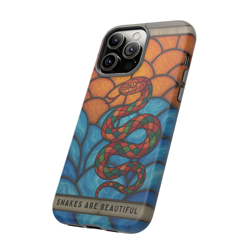 Snakes Are Beautiful Stained Glass Phone Case, Colorful Reptile Design Phone Cover, Nature Lovers Reptile Phone Case, Danger Noodle Case