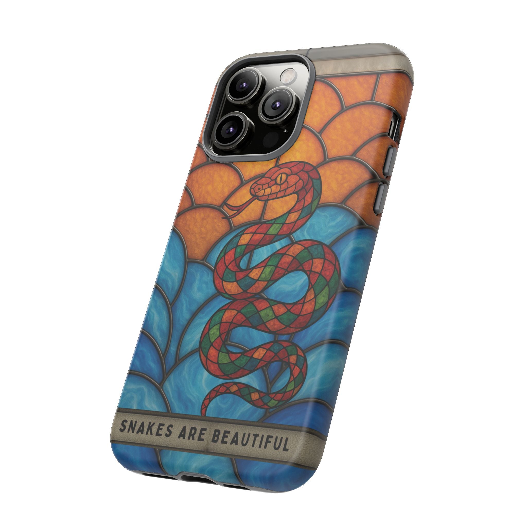 Snakes Are Beautiful Stained Glass Phone Case, Colorful Reptile Design Phone Cover, Nature Lovers Reptile Phone Case, Danger Noodle Case