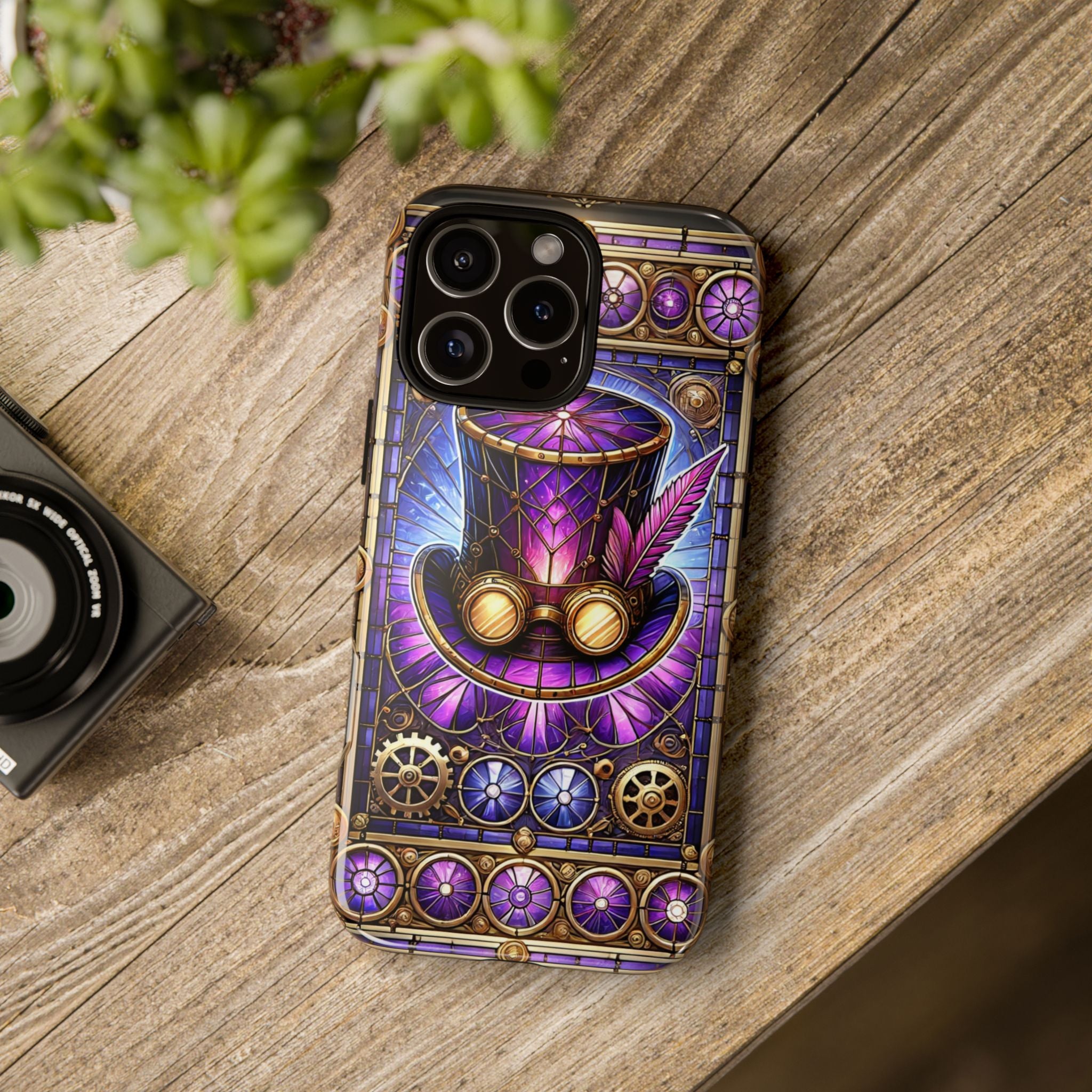 Stained Glass Steampunk iPhone Case – 3D Full-Wrap Protective Phone Cover With TPU Liner