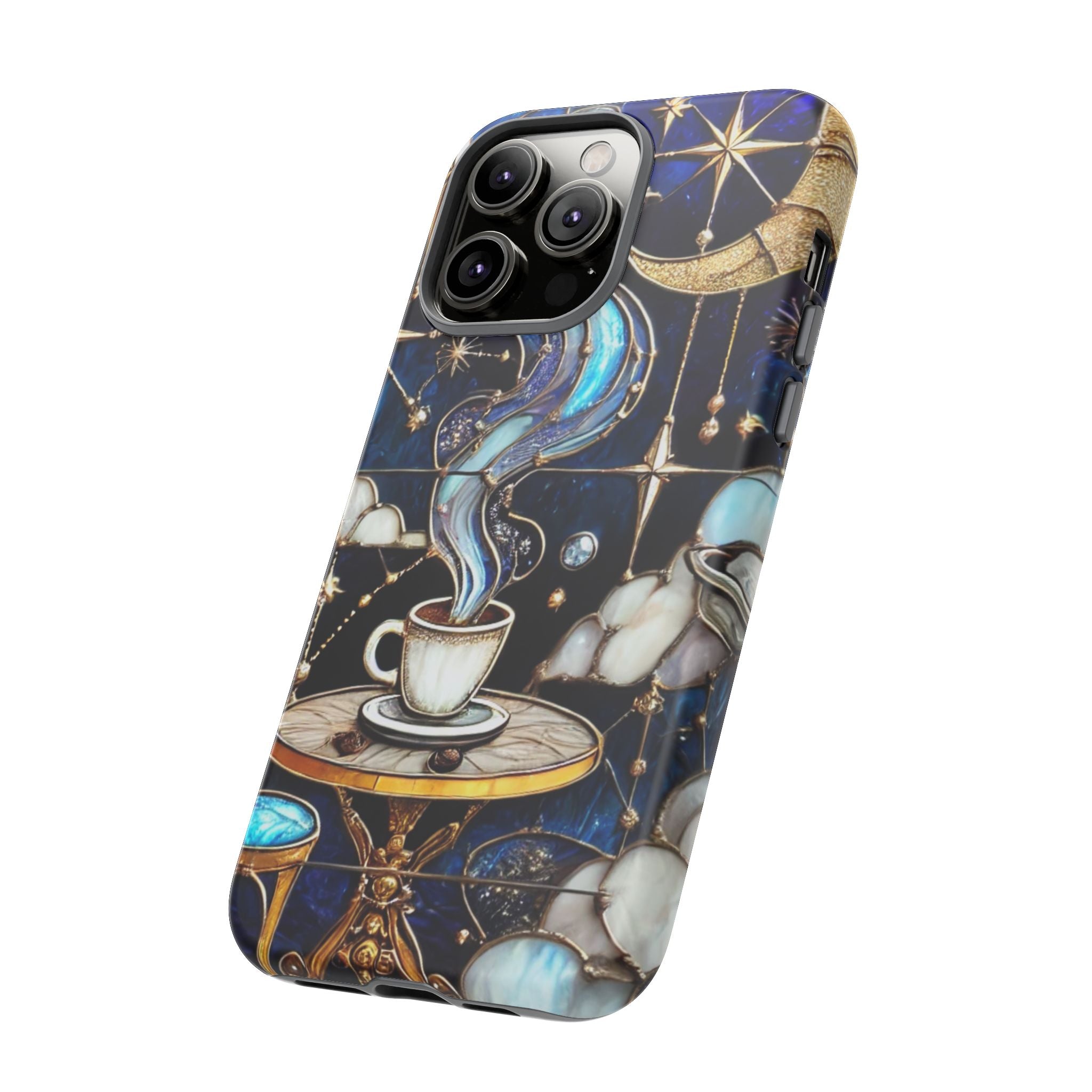 Celestial Stained Glass Coffee iPhone Case – Shockproof 3D Wrap