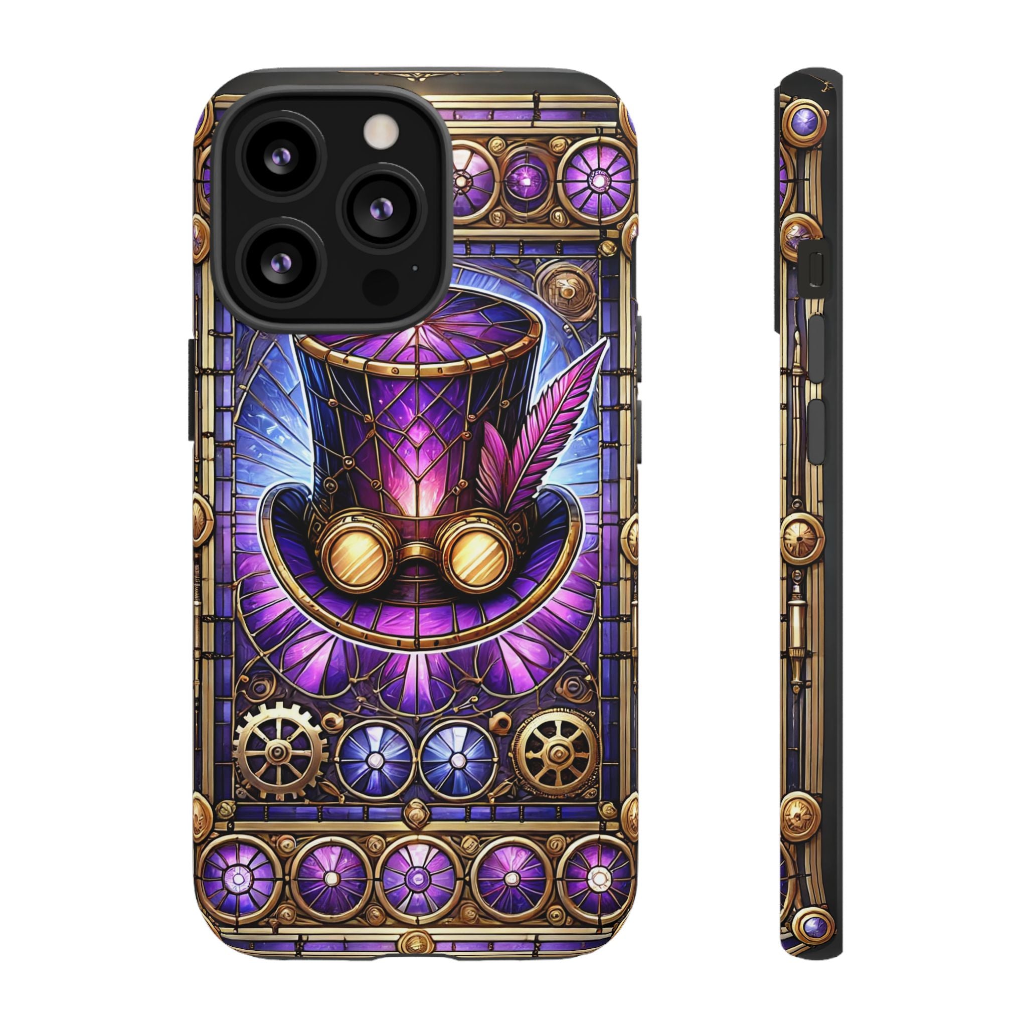 Stained Glass Steampunk iPhone Case – 3D Full-Wrap Protective Phone Cover With TPU Liner