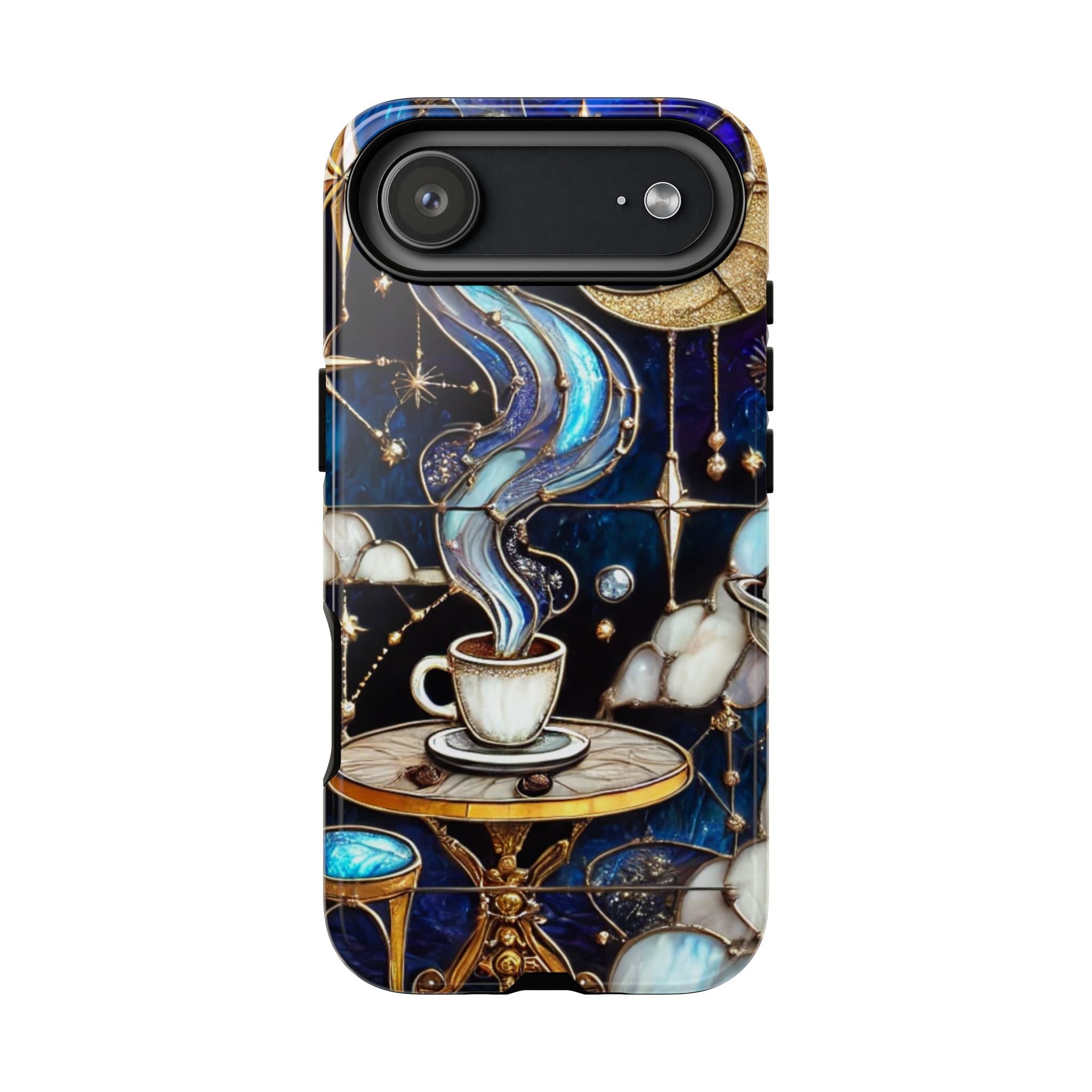 Celestial Stained Glass Coffee iPhone Case – Shockproof 3D Wrap
