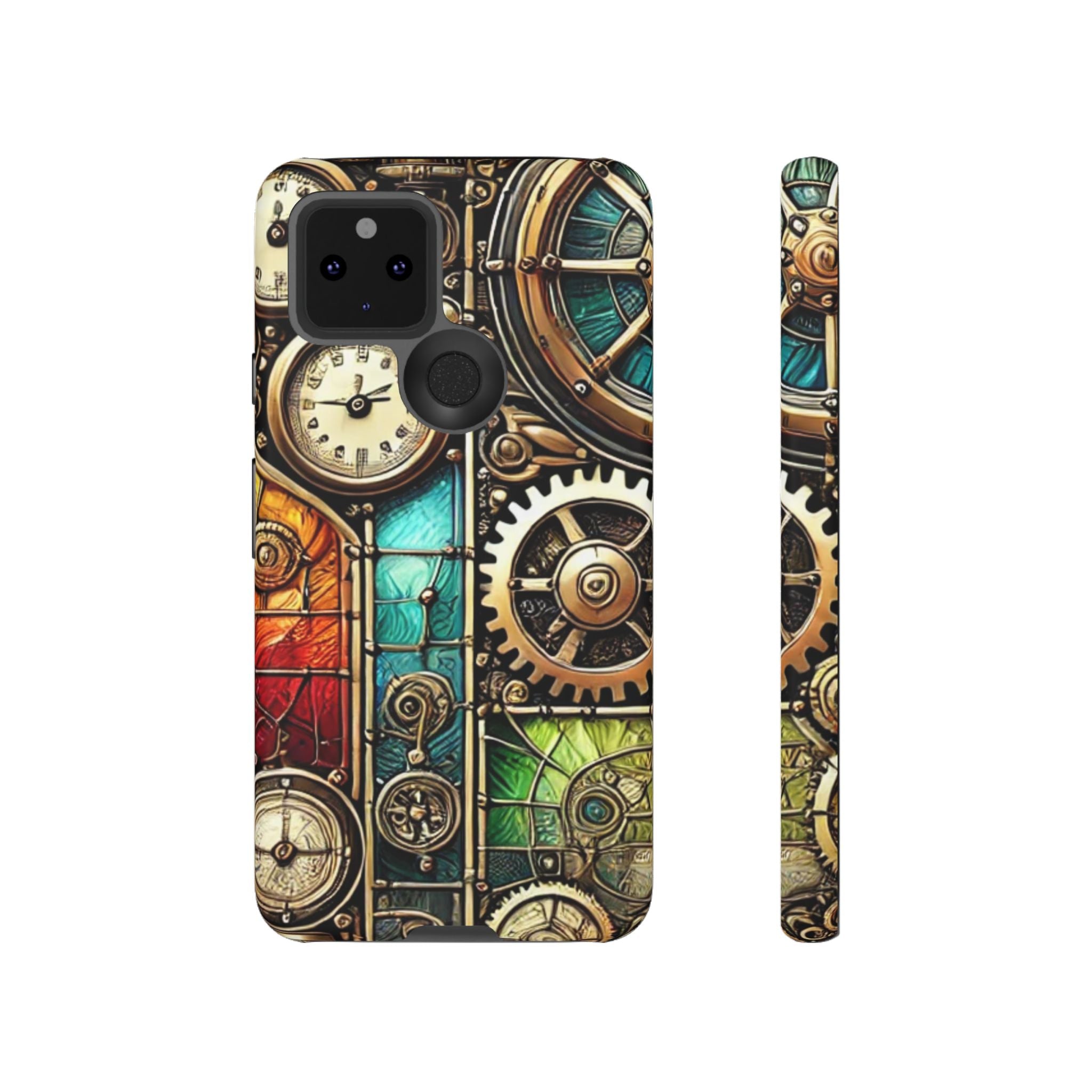 Steampunk Faux Stained Glass Android Phone Case – 3D Full-Wrap Protective Cover with TPU Liner