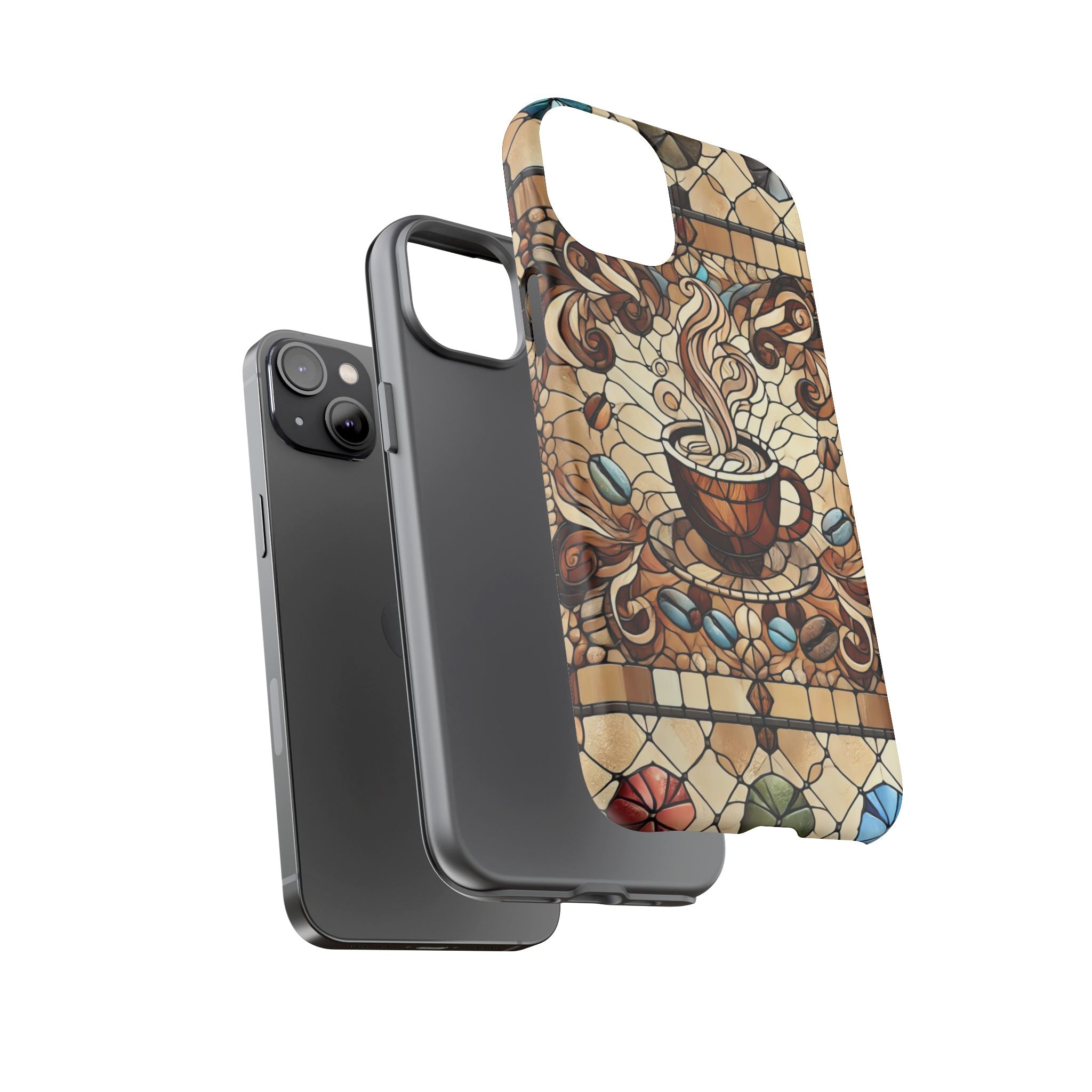 Stained Glass Coffee iPhone Case – Shockproof TPU, 3D Wrap Design