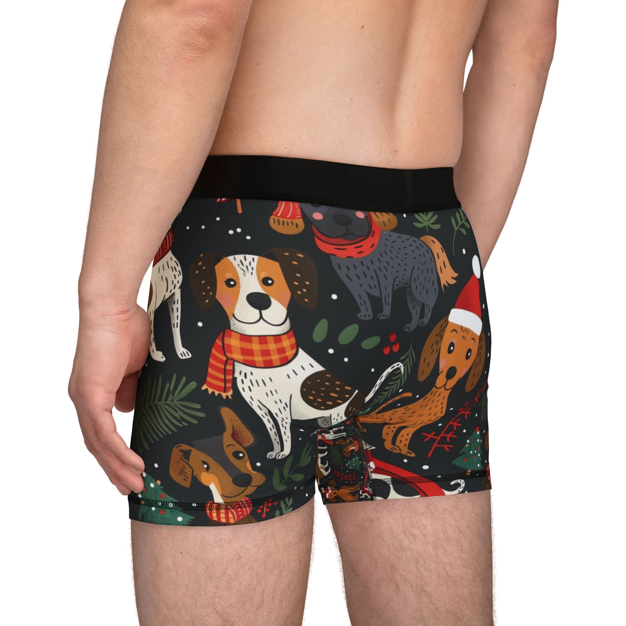 Christmas Dogs Boxer Briefs — Festive Dog Pattern Men’s Boxers