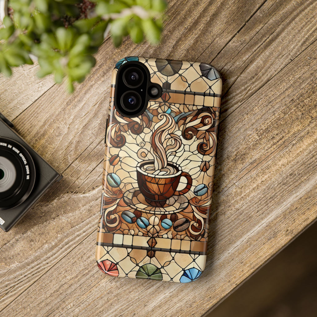 Stained Glass Coffee iPhone Case – Shockproof TPU, 3D Wrap Design