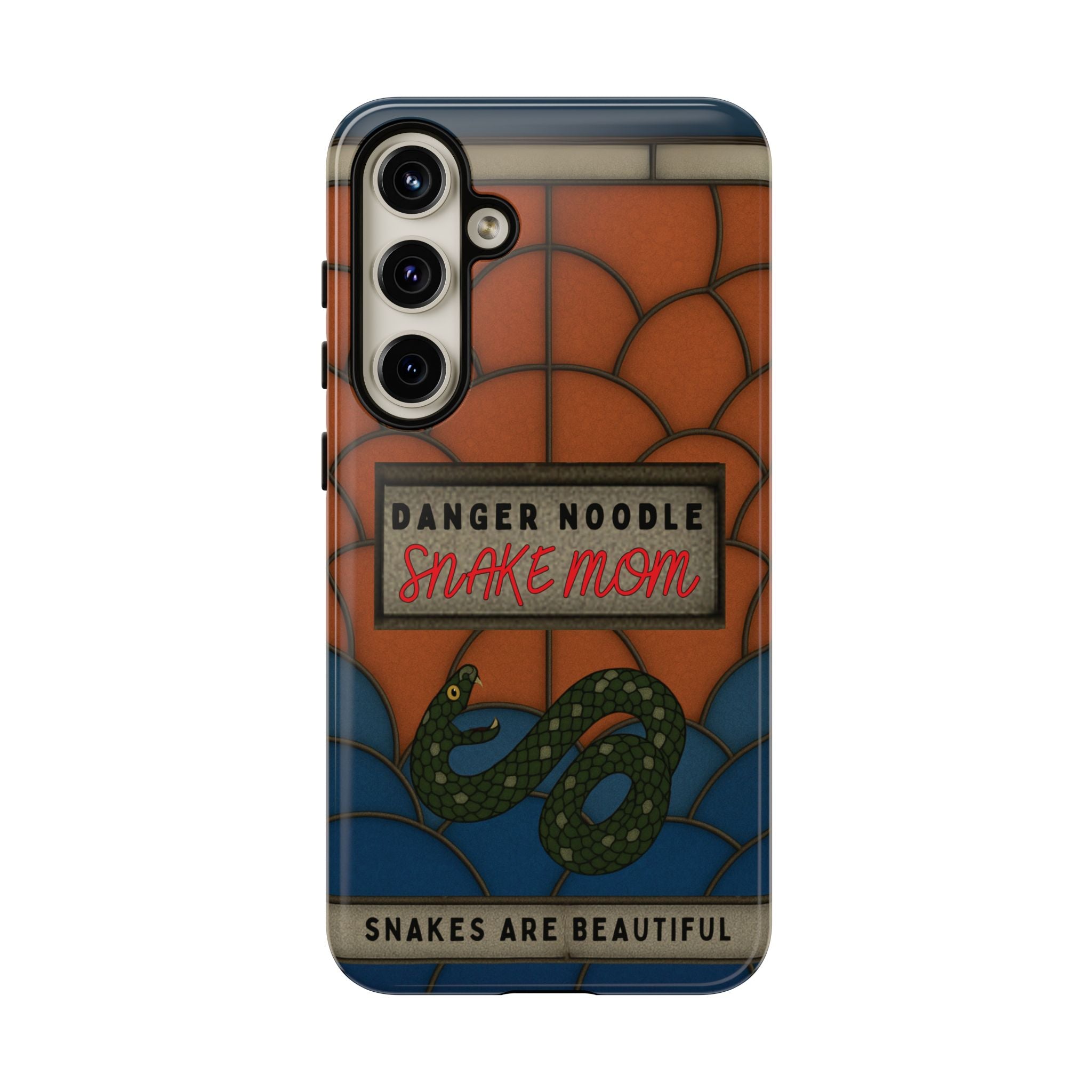 Danger Noodle Snake Mom Phone Case | Snakes Are Beautiful |Stained Glass Snake Art | Funny Snake Lover Gift |  Reptile Mom Phone Cover