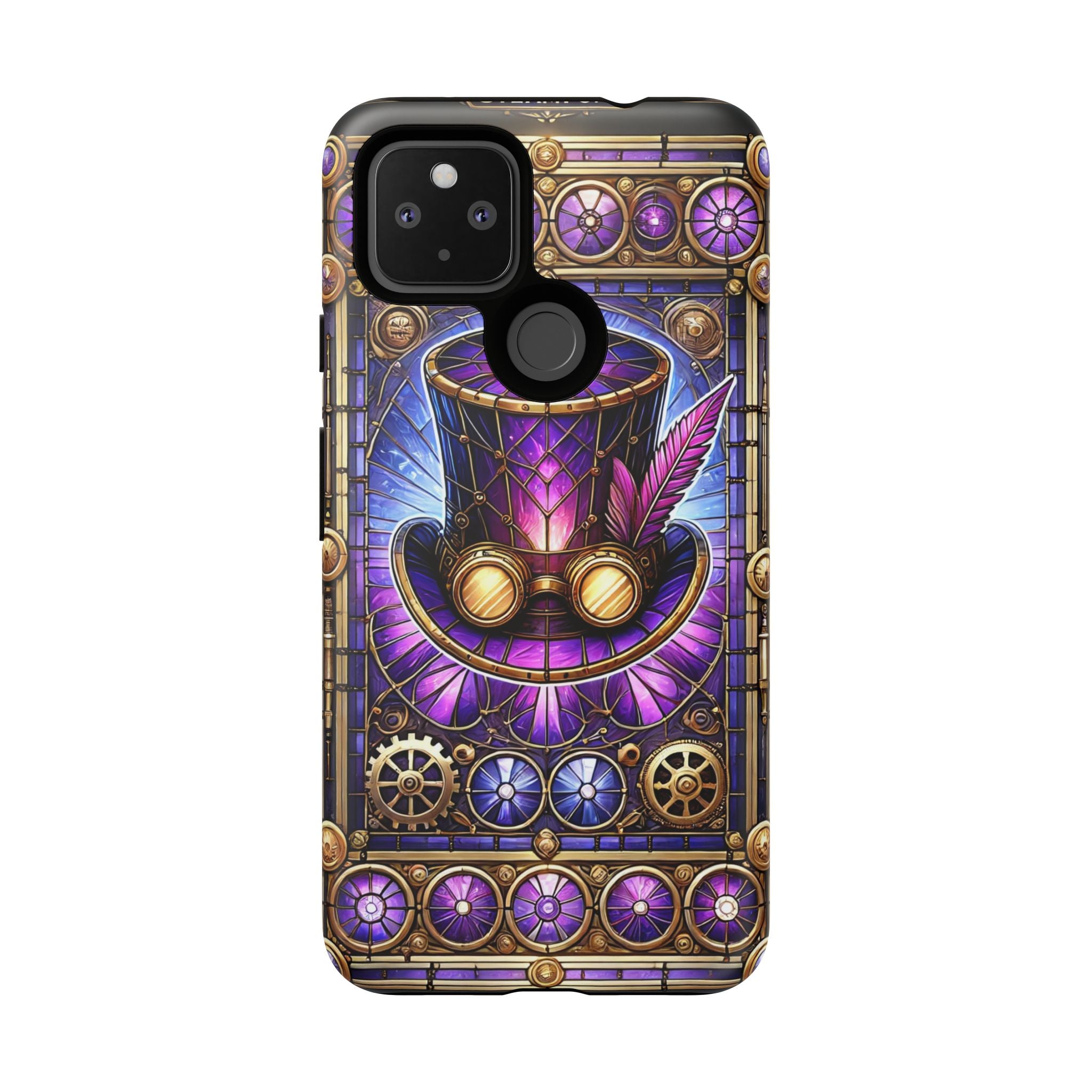 Stained Glass Steampunk Android Phone Case – 3D Full-Wrap Protective Cover with TPU Liner