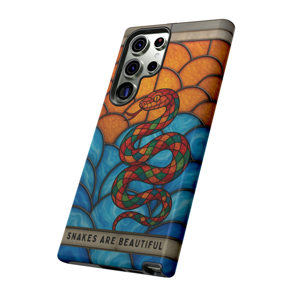 Snakes Are Beautiful Stained Glass Phone Case, Colorful Reptile Design Phone Cover, Nature Lovers Reptile Phone Case, Danger Noodle Case