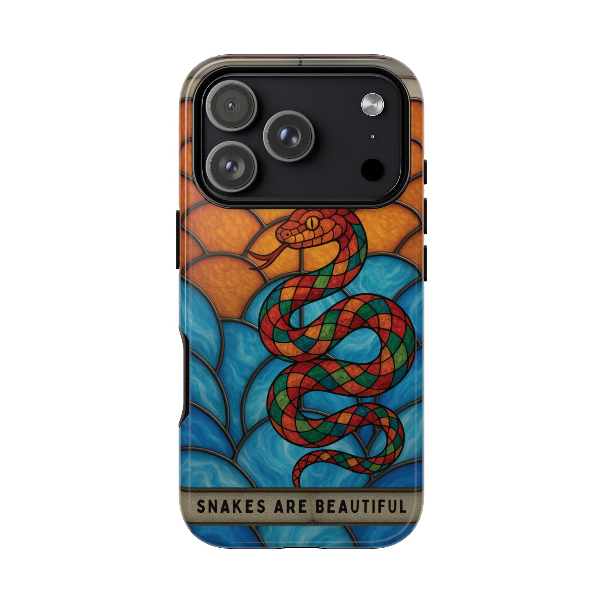 Snakes Are Beautiful Stained Glass Phone Case, Colorful Reptile Design Phone Cover, Nature Lovers Reptile Phone Case, Danger Noodle Case