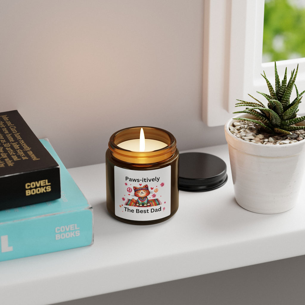 Paws-itively The Best Dad Scented Soy Candle, Cat Dad Gift