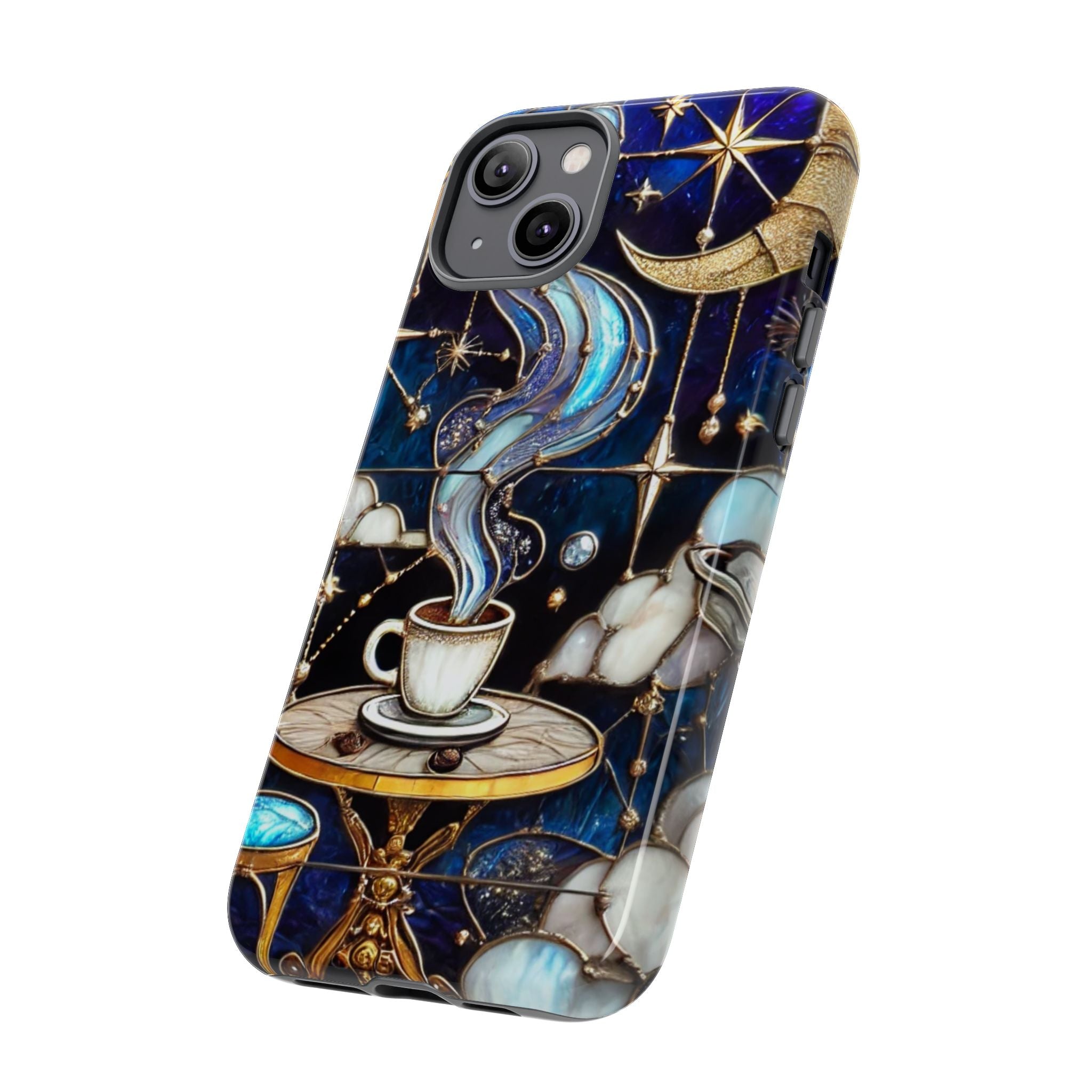Celestial Stained Glass Coffee iPhone Case – Shockproof 3D Wrap