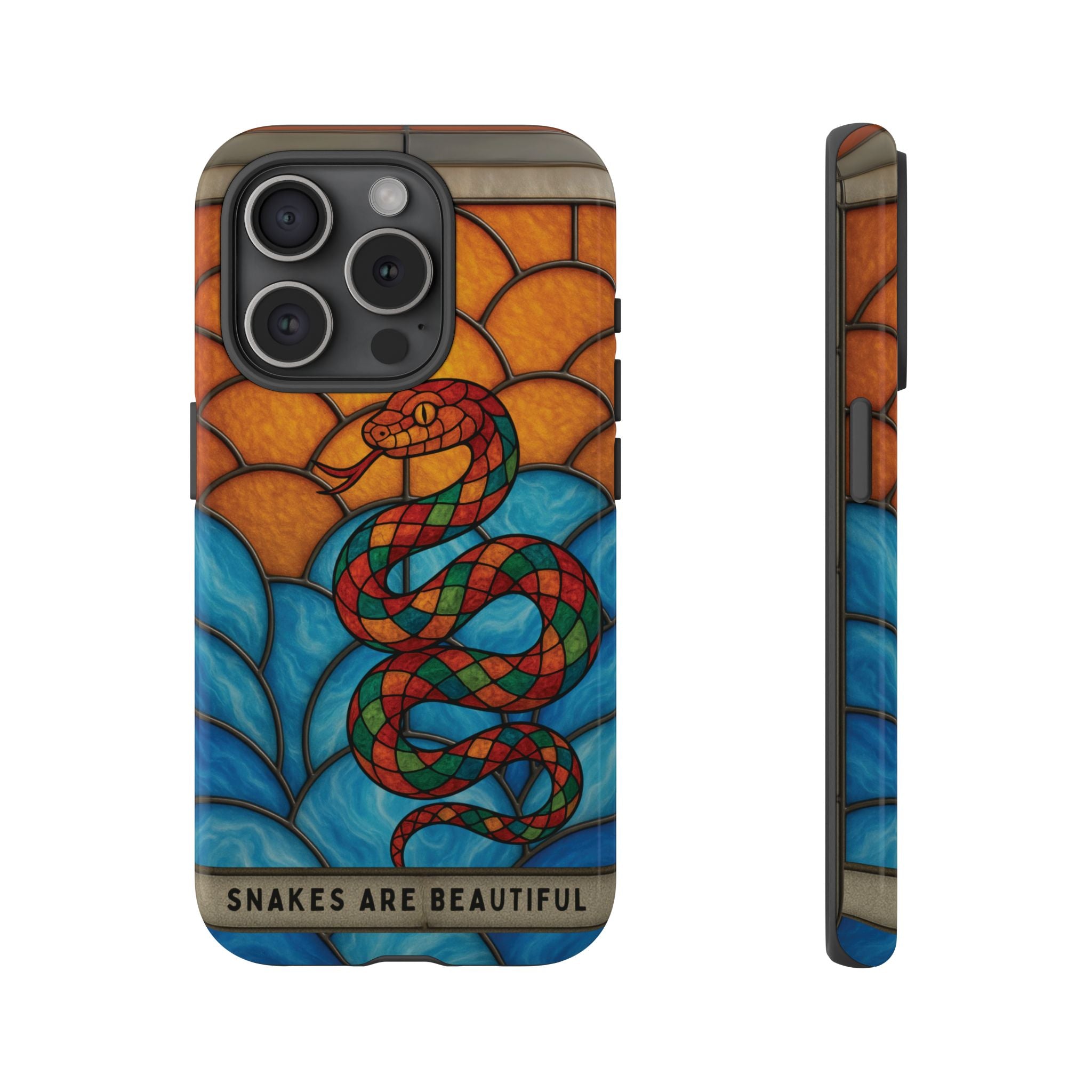 Snakes Are Beautiful Stained Glass Phone Case, Colorful Reptile Design Phone Cover, Nature Lovers Reptile Phone Case, Danger Noodle Case