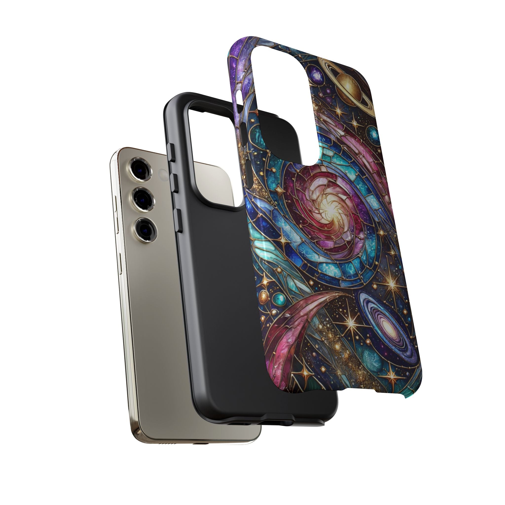 Stained Glass Celestial Android Phone Case – 3D Galaxy Full-Wrap Protective Cover with TPU Liner