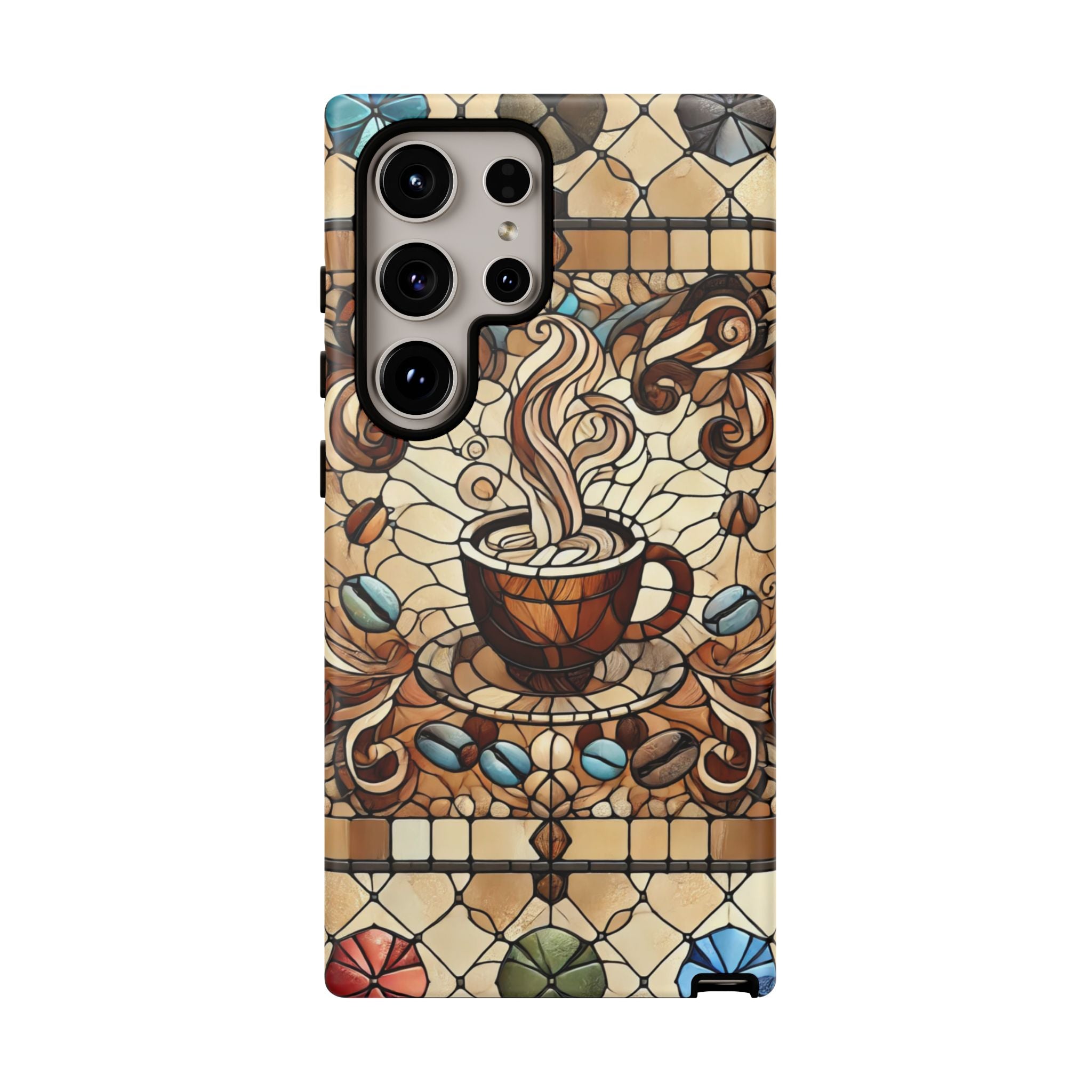 Stained Glass Coffee iPhone Case – Shockproof TPU, 3D Wrap Design