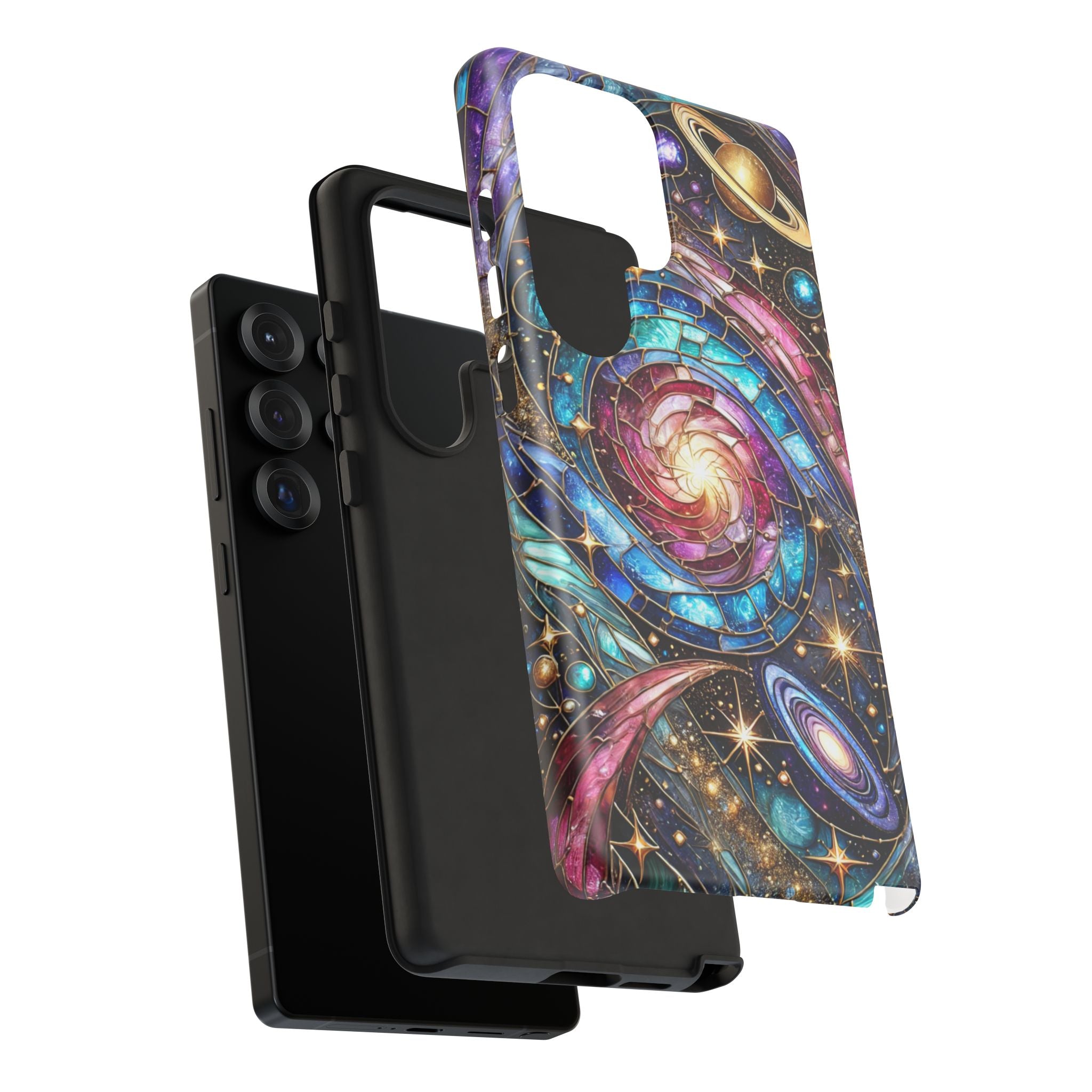 Stained Glass Celestial Android Phone Case – 3D Galaxy Full-Wrap Protective Cover with TPU Liner