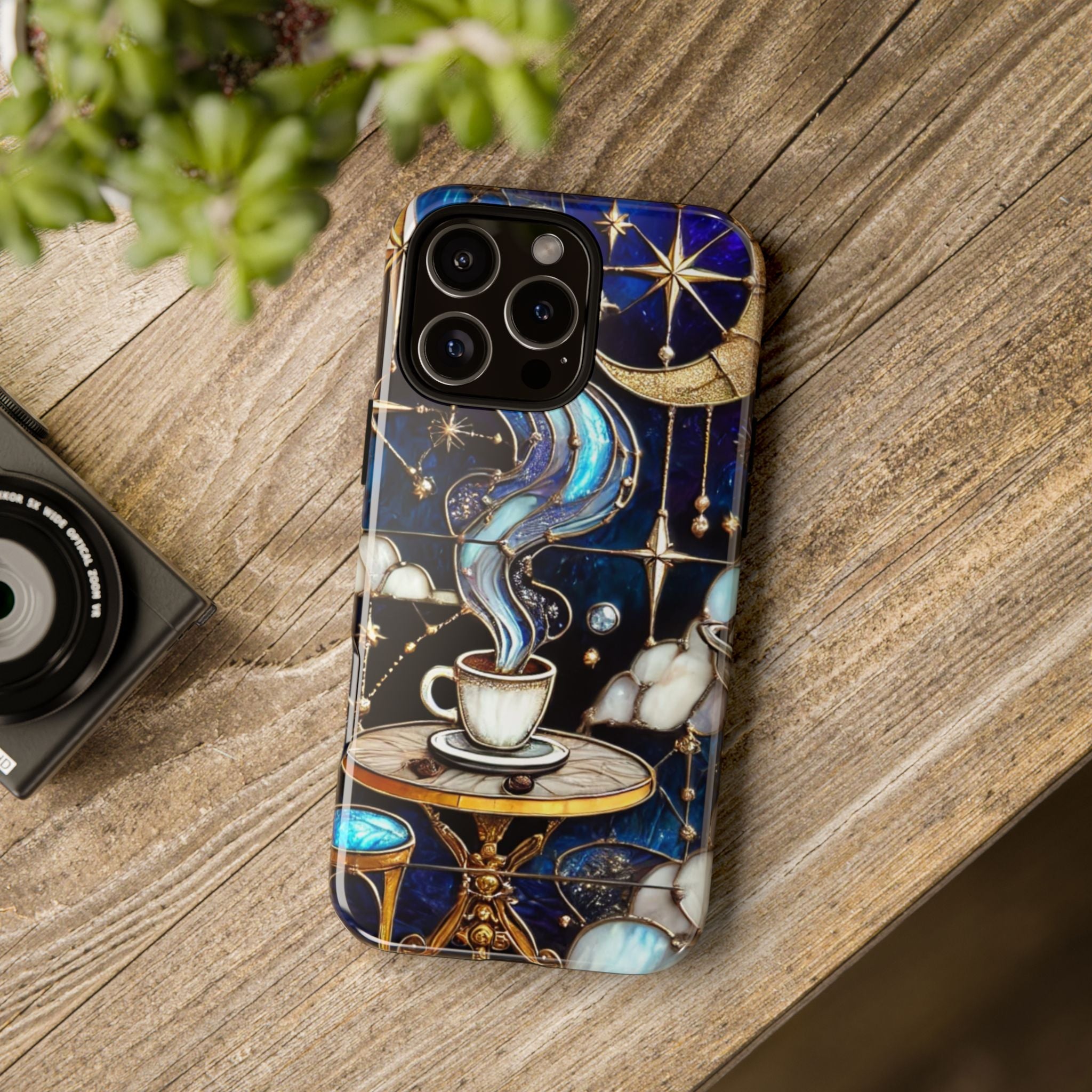 Celestial Stained Glass Coffee iPhone Case – Shockproof 3D Wrap