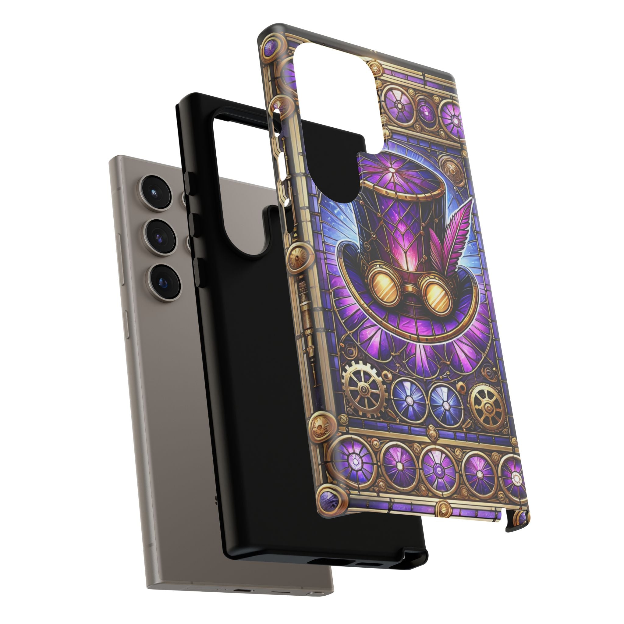 Stained Glass Steampunk Android Phone Case – 3D Full-Wrap Protective Cover with TPU Liner