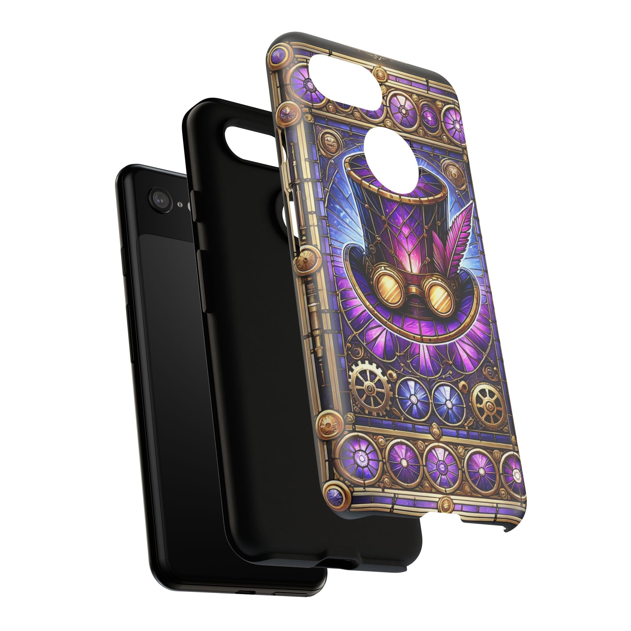 Stained Glass Steampunk Android Phone Case – 3D Full-Wrap Protective Cover with TPU Liner