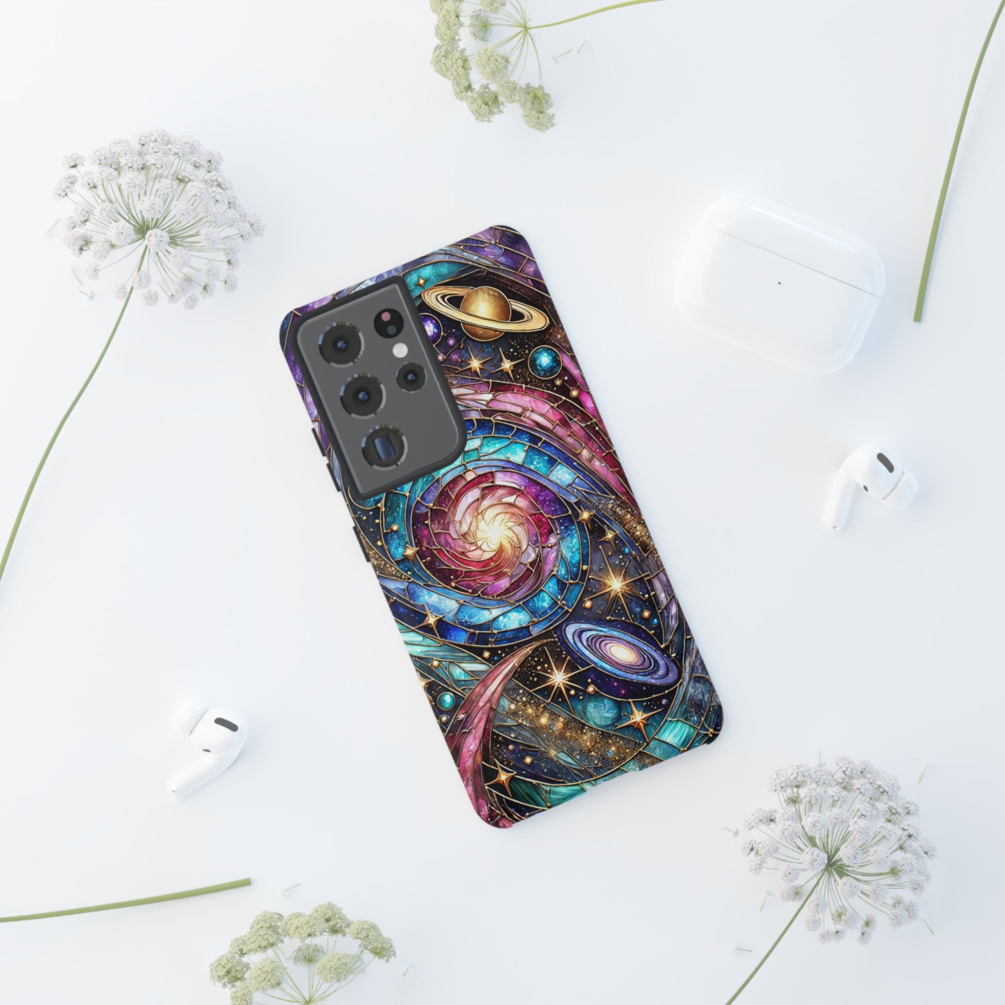 Stained Glass Celestial Android Phone Case – 3D Galaxy Full-Wrap Protective Cover with TPU Liner