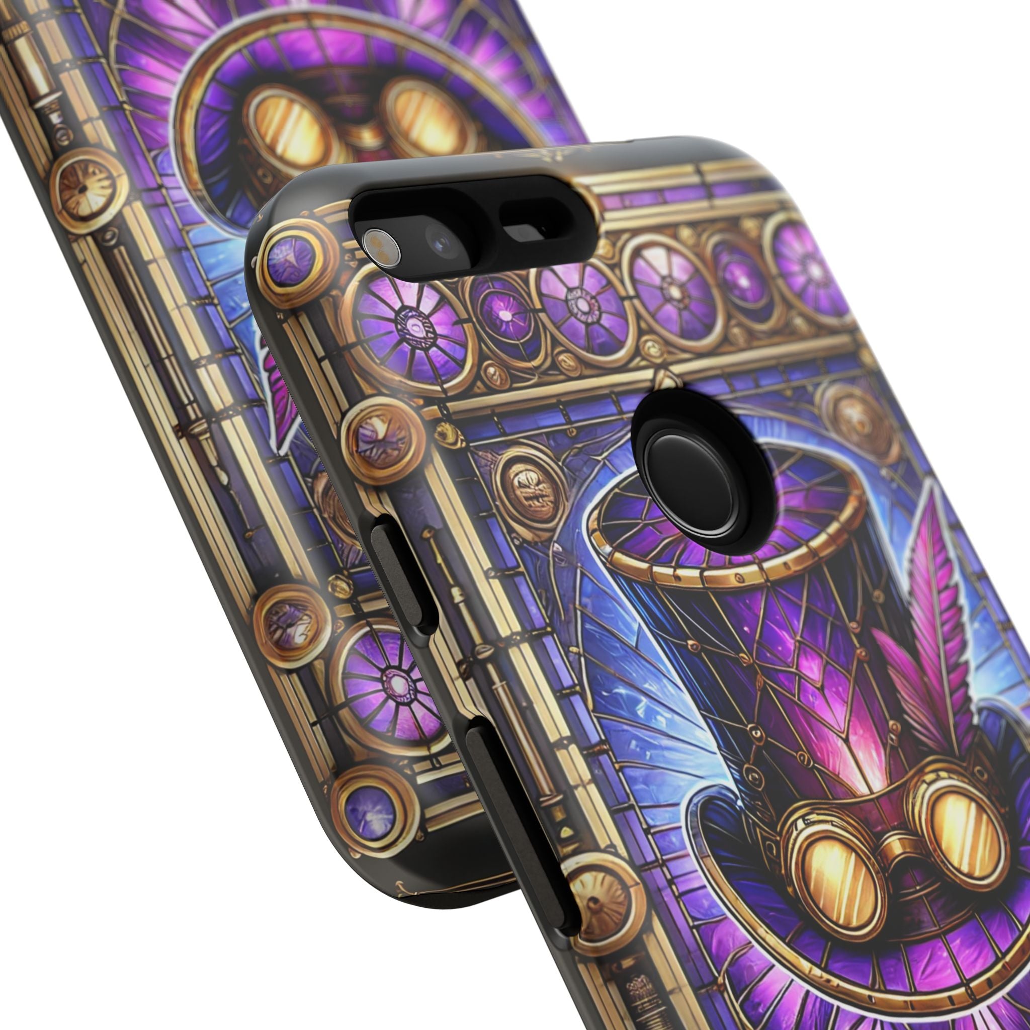 Stained Glass Steampunk Android Phone Case – 3D Full-Wrap Protective Cover with TPU Liner