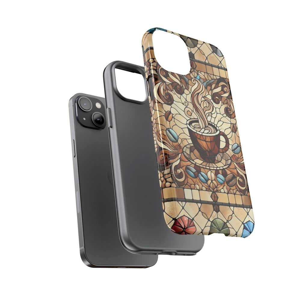 Stained Glass Coffee iPhone Case – Shockproof TPU, 3D Wrap Design