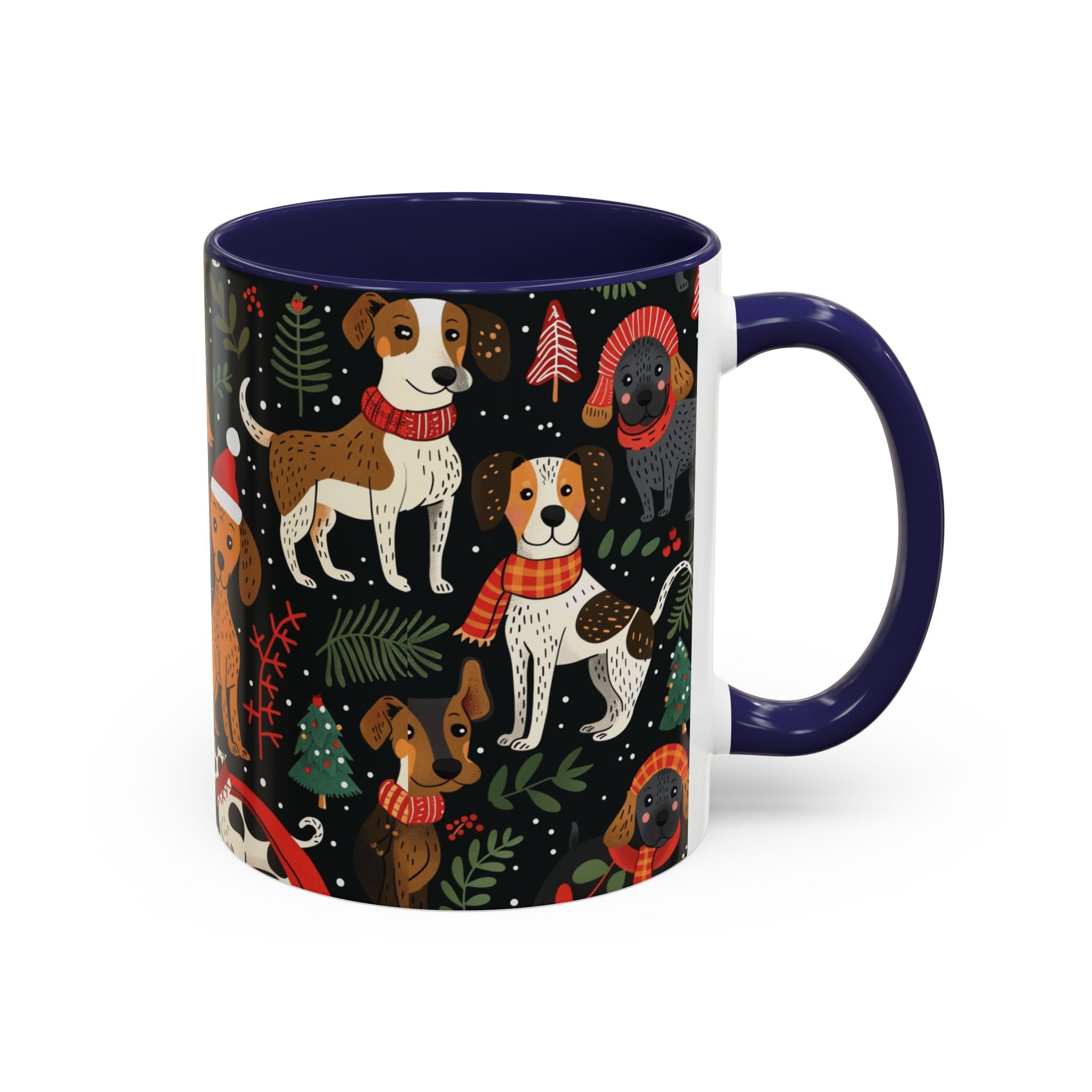 Holiday Dogs Coffee Mug — Festive Dachshund & Beagle Pattern (11/15oz)