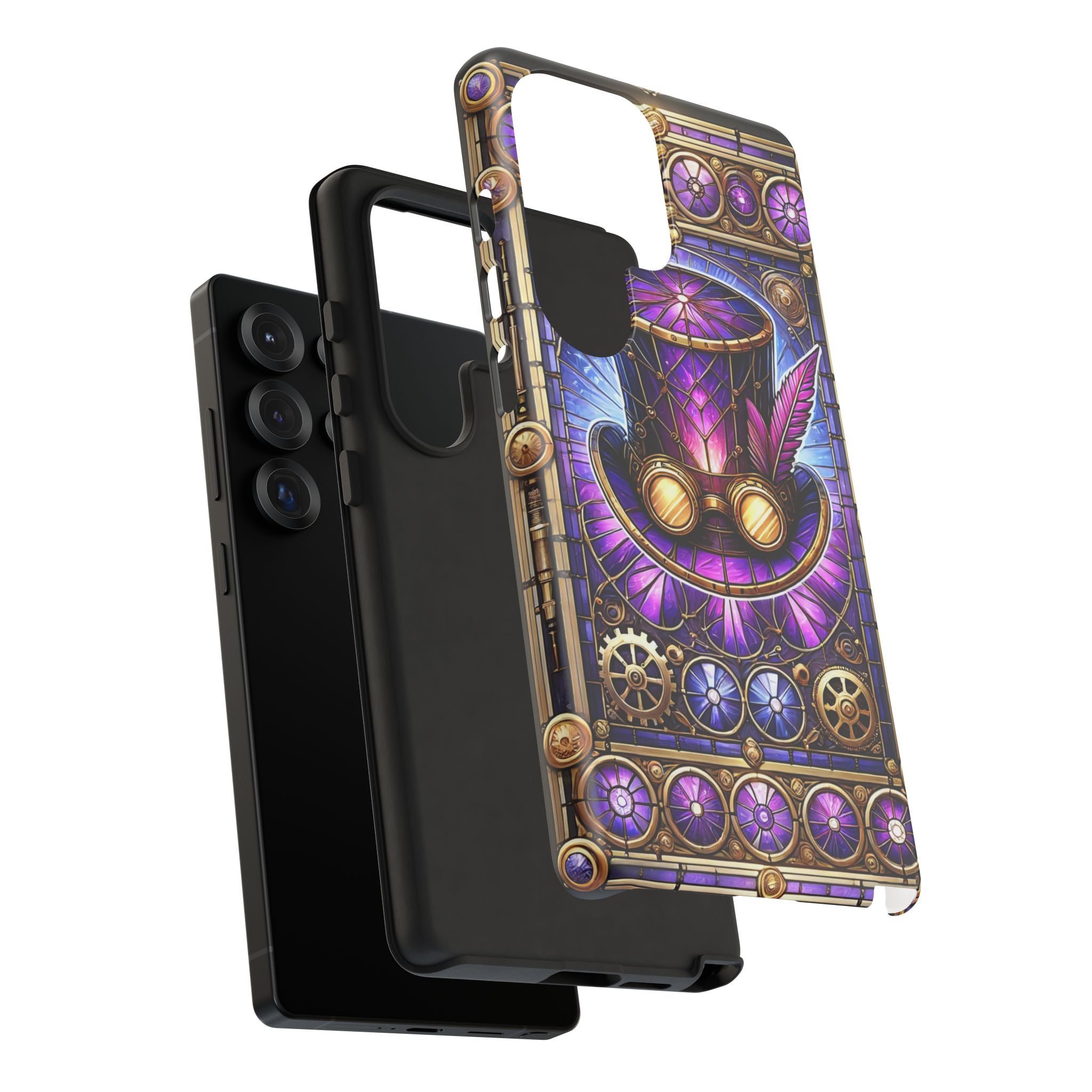 Stained Glass Steampunk Android Phone Case – 3D Full-Wrap Protective Cover with TPU Liner