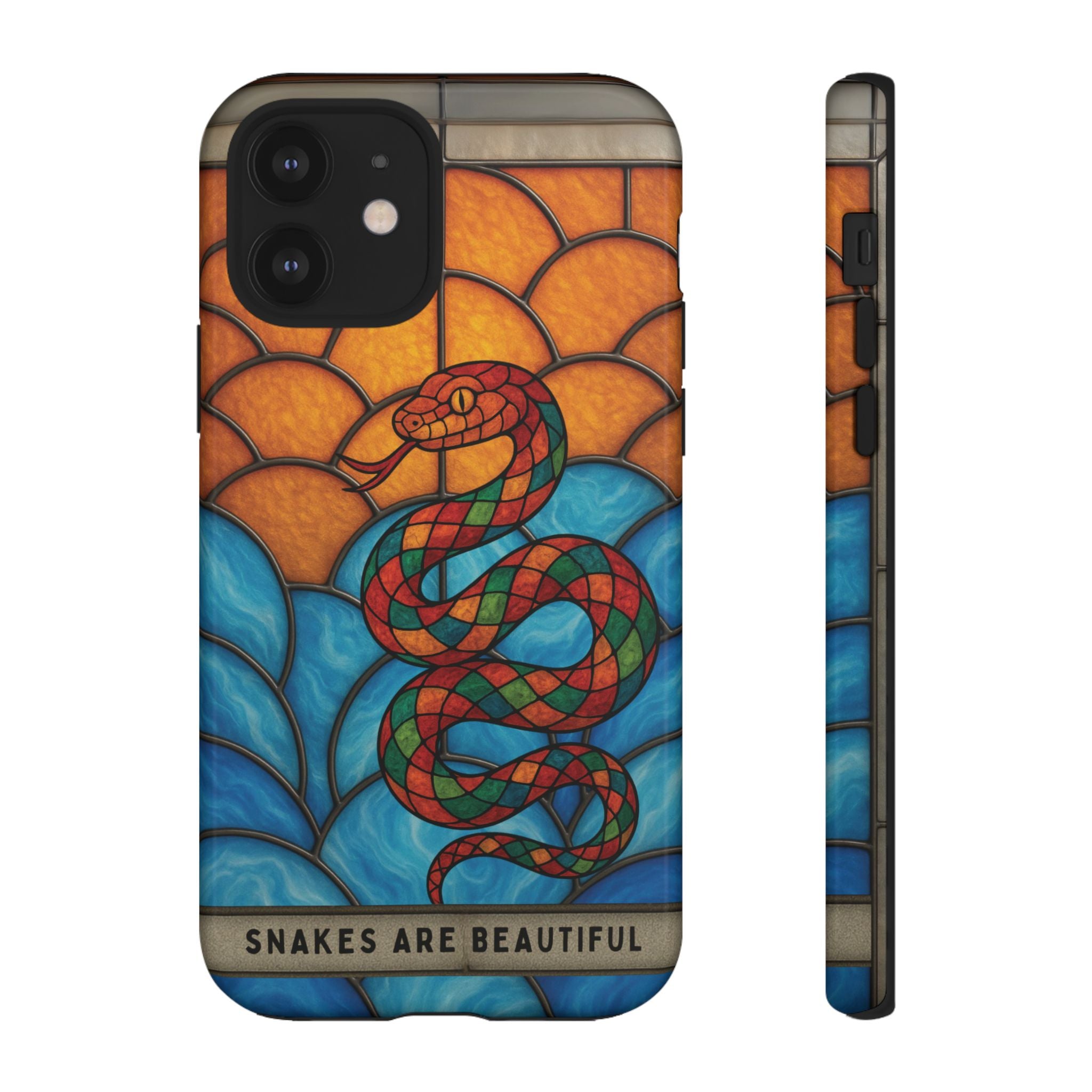 Snakes Are Beautiful Stained Glass Phone Case, Colorful Reptile Design Phone Cover, Nature Lovers Reptile Phone Case, Danger Noodle Case