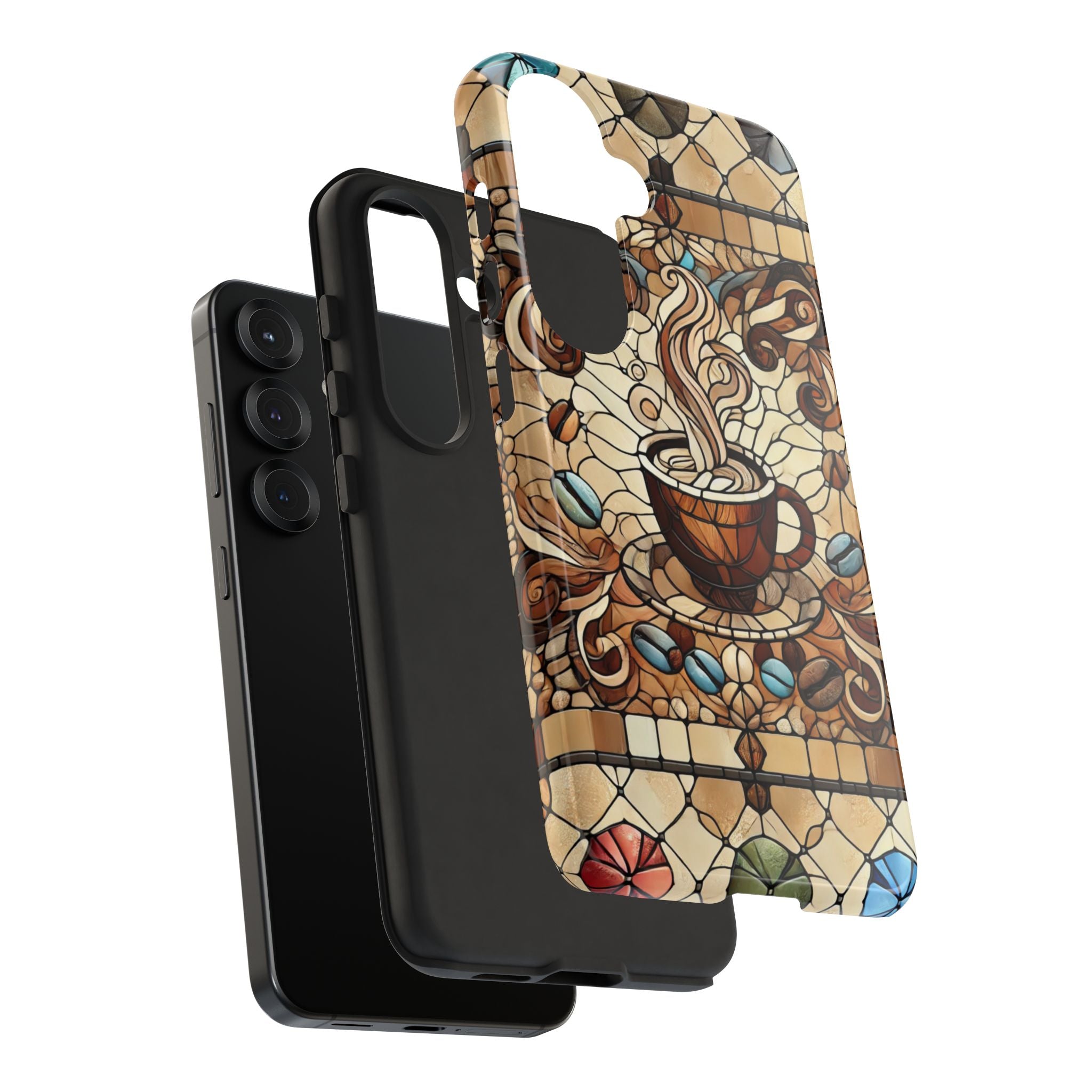 Stained Glass Coffee Android Phone Case – Shockproof TPU, 3D Wrap