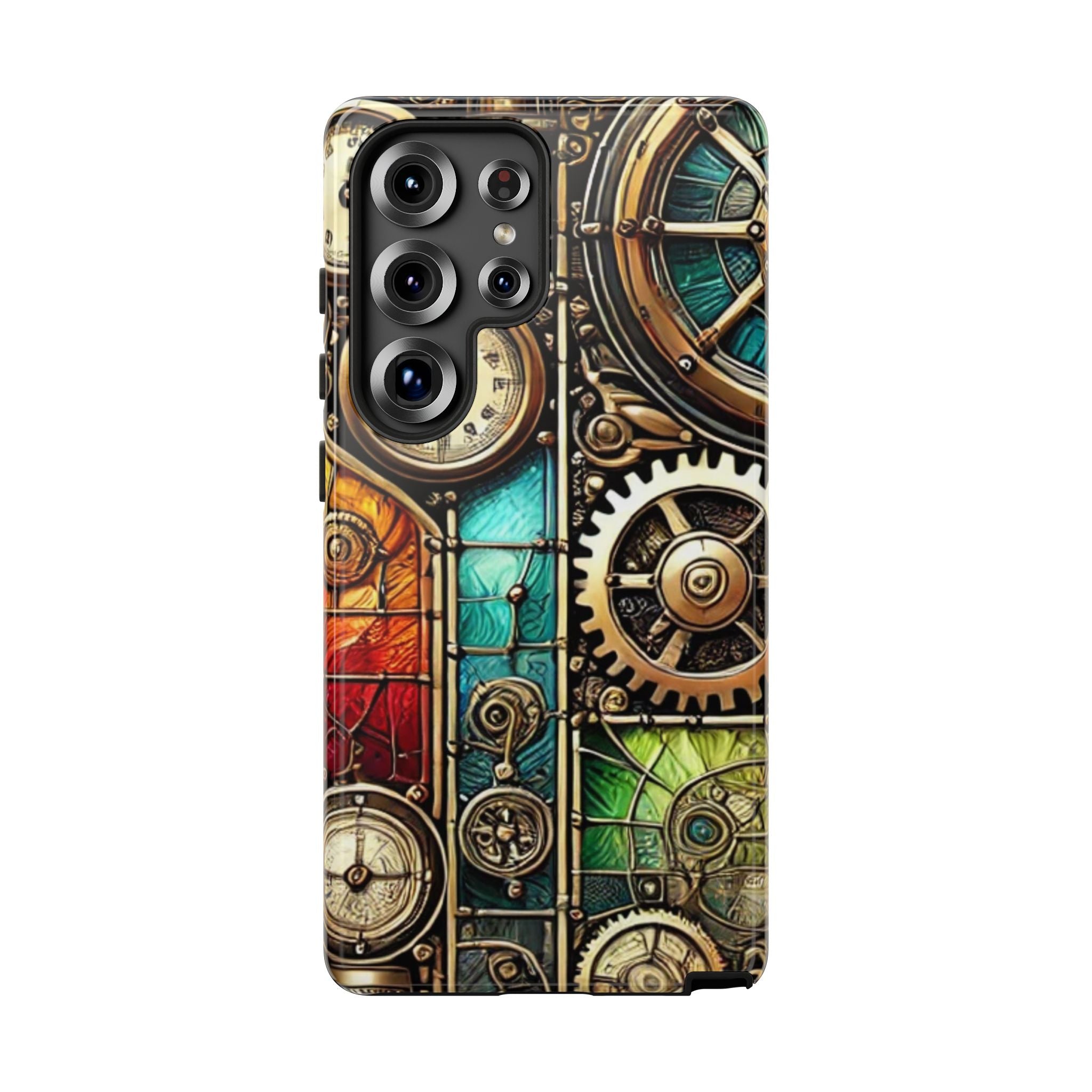 Steampunk Faux Stained Glass Android Phone Case – 3D Full-Wrap Protective Cover with TPU Liner