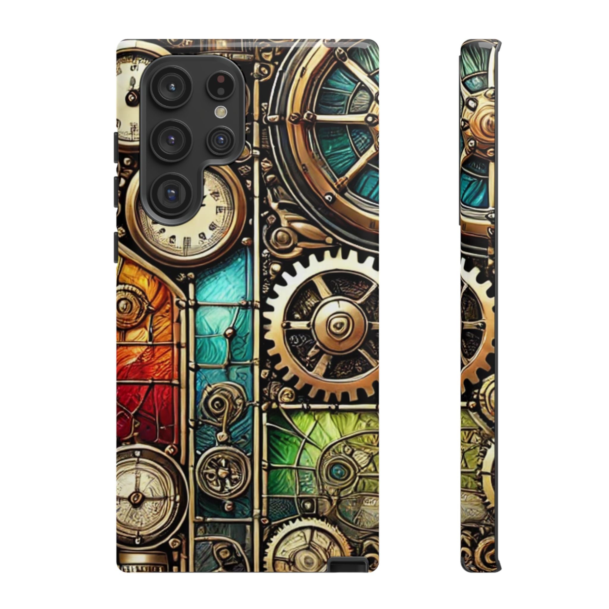 Steampunk Faux Stained Glass Android Phone Case – 3D Full-Wrap Protective Cover with TPU Liner