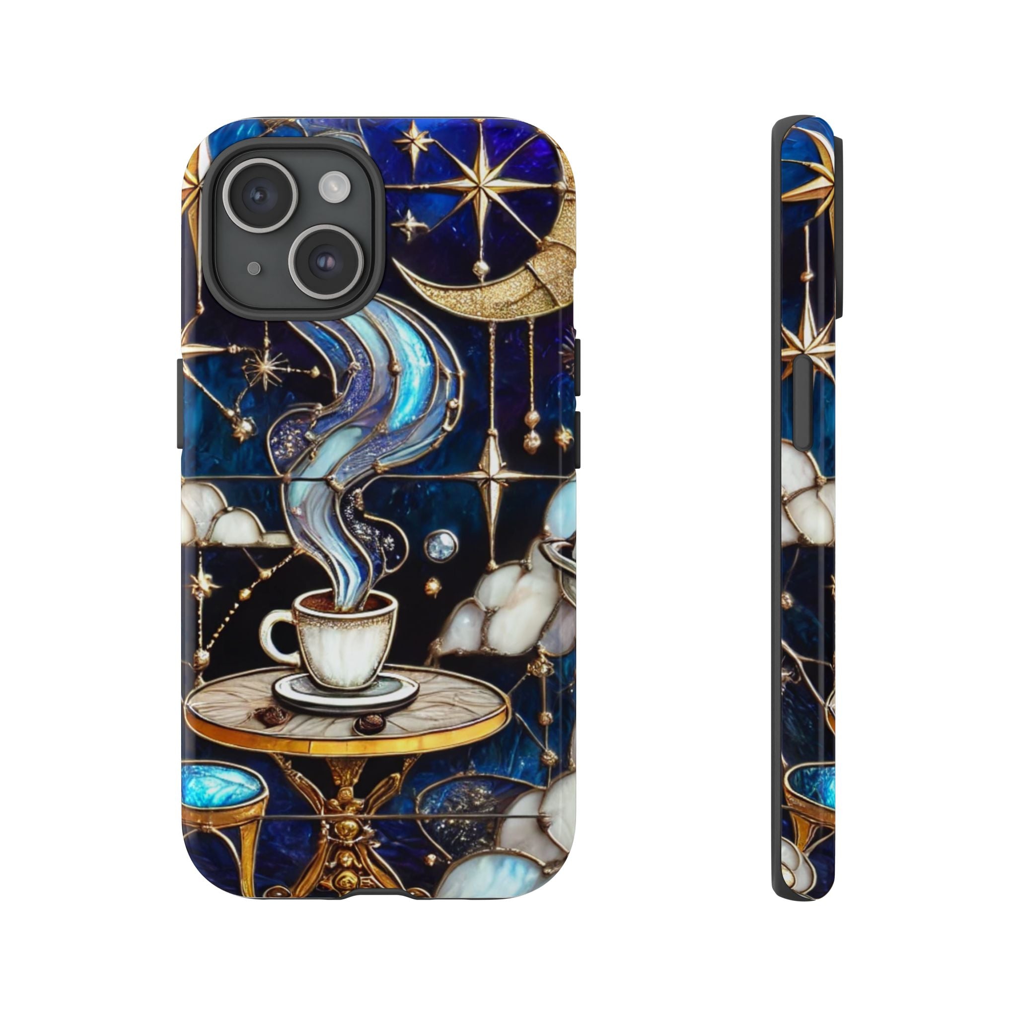 Celestial Stained Glass Coffee iPhone Case – Shockproof 3D Wrap
