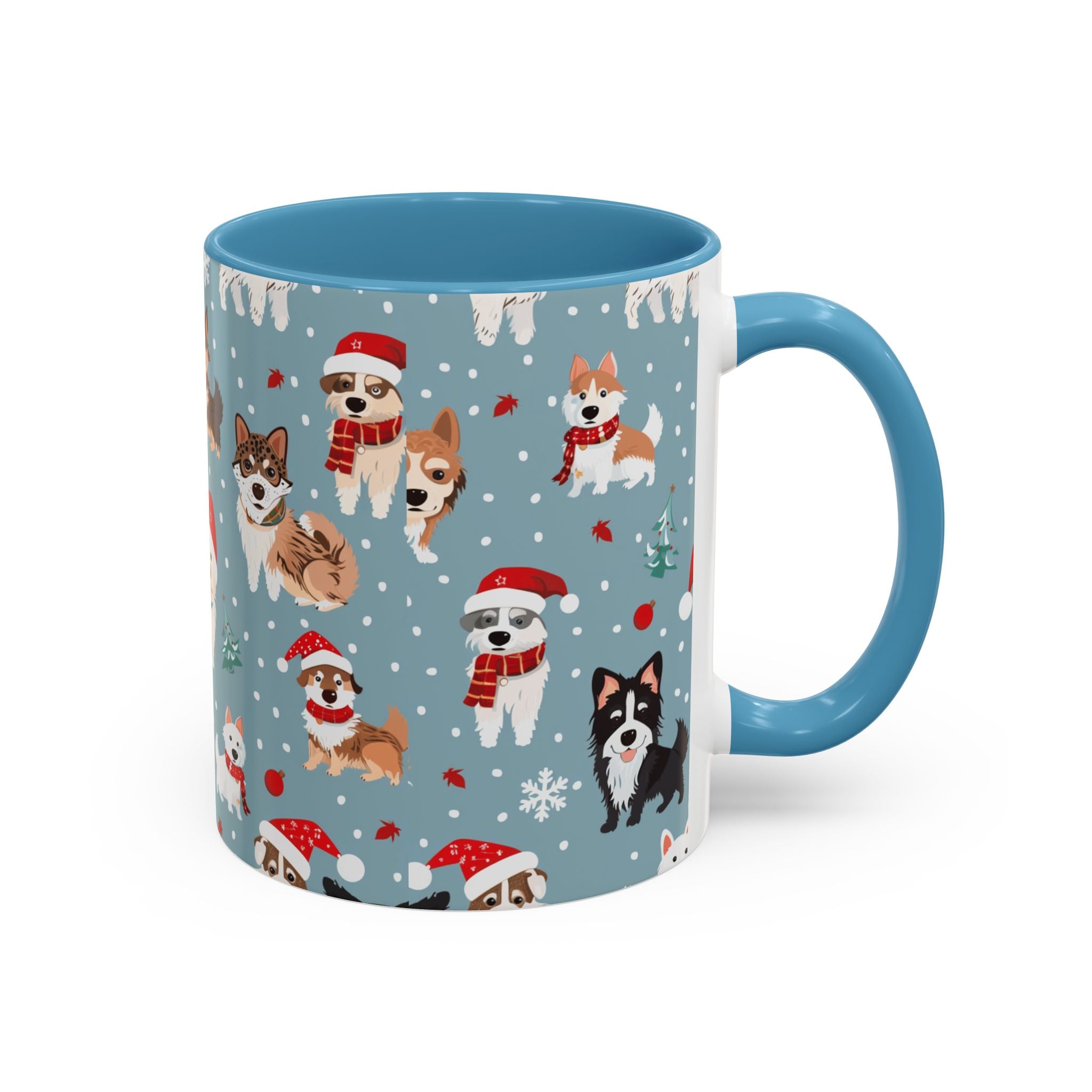 Corgi Holiday Coffee Mug – Cute Santa Dog Pattern Accent Mug (11/15oz)