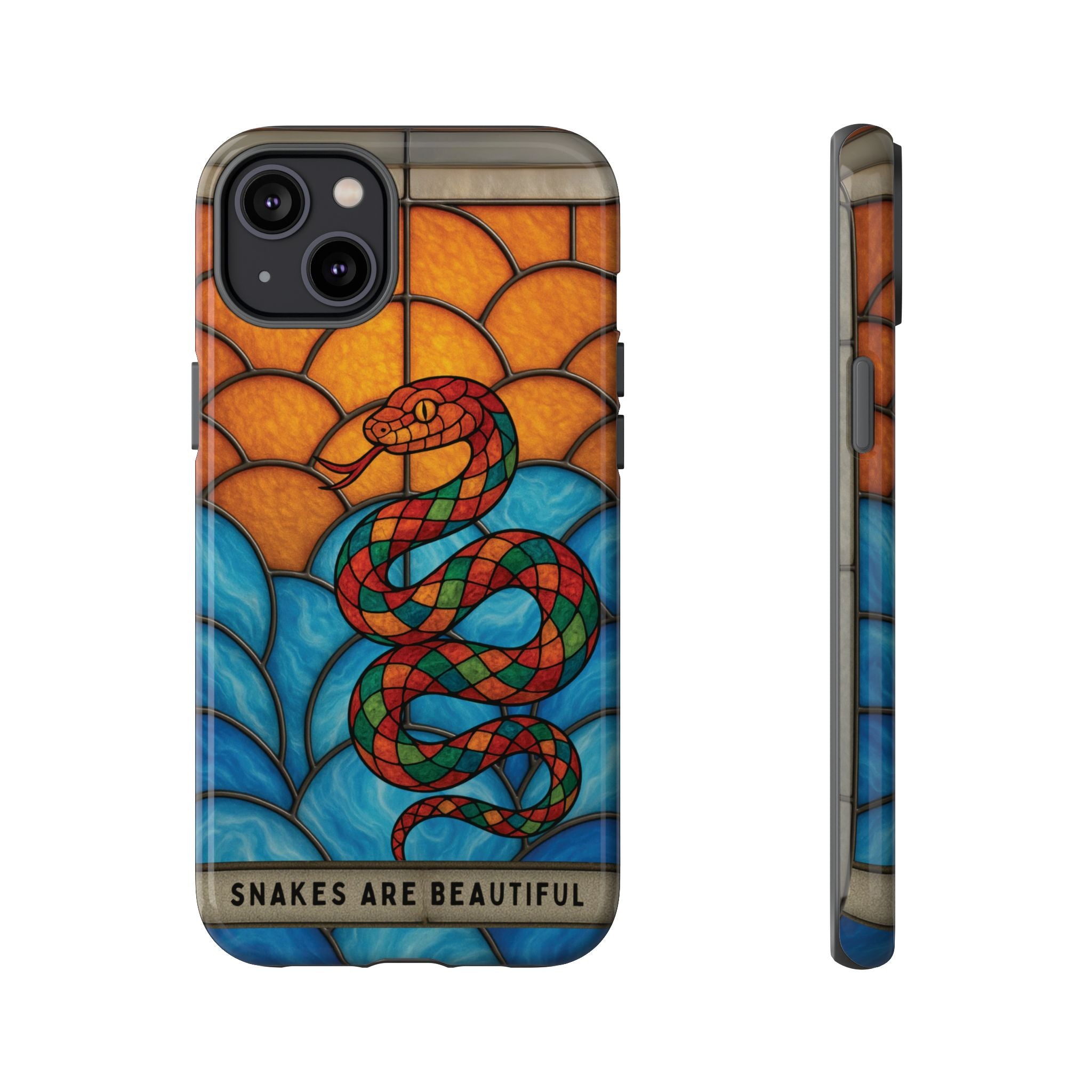 Snakes Are Beautiful Stained Glass Phone Case, Colorful Reptile Design Phone Cover, Nature Lovers Reptile Phone Case, Danger Noodle Case
