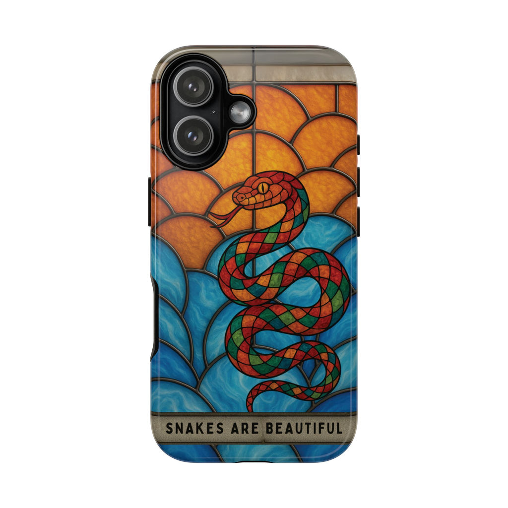 Snakes Are Beautiful Stained Glass Phone Case, Colorful Reptile Design Phone Cover, Nature Lovers Reptile Phone Case, Danger Noodle Case