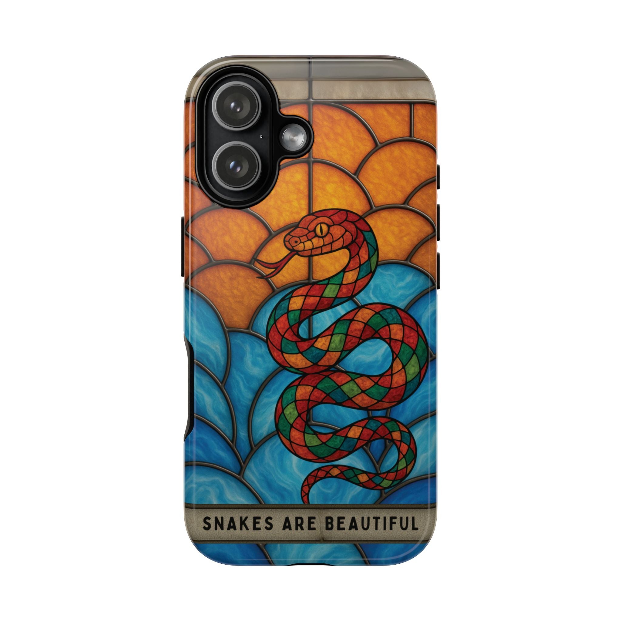 Snakes Are Beautiful Stained Glass Phone Case, Colorful Reptile Design Phone Cover, Nature Lovers Reptile Phone Case, Danger Noodle Case
