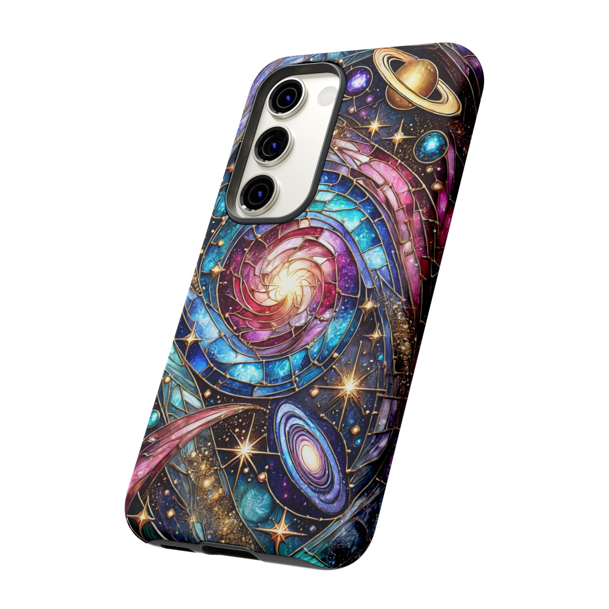 Stained Glass Celestial Android Phone Case – 3D Galaxy Full-Wrap Protective Cover with TPU Liner