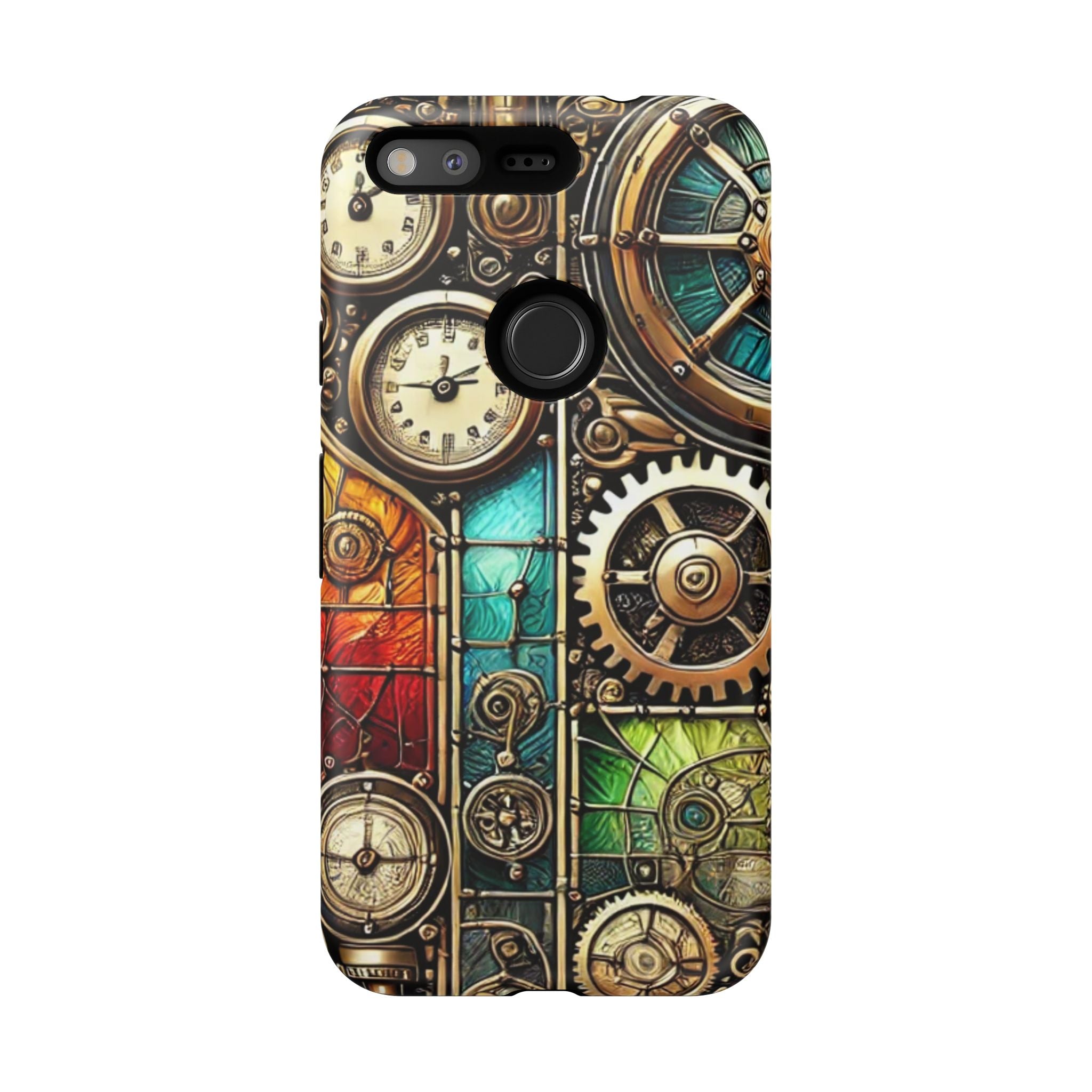 Steampunk Faux Stained Glass Android Phone Case – 3D Full-Wrap Protective Cover with TPU Liner