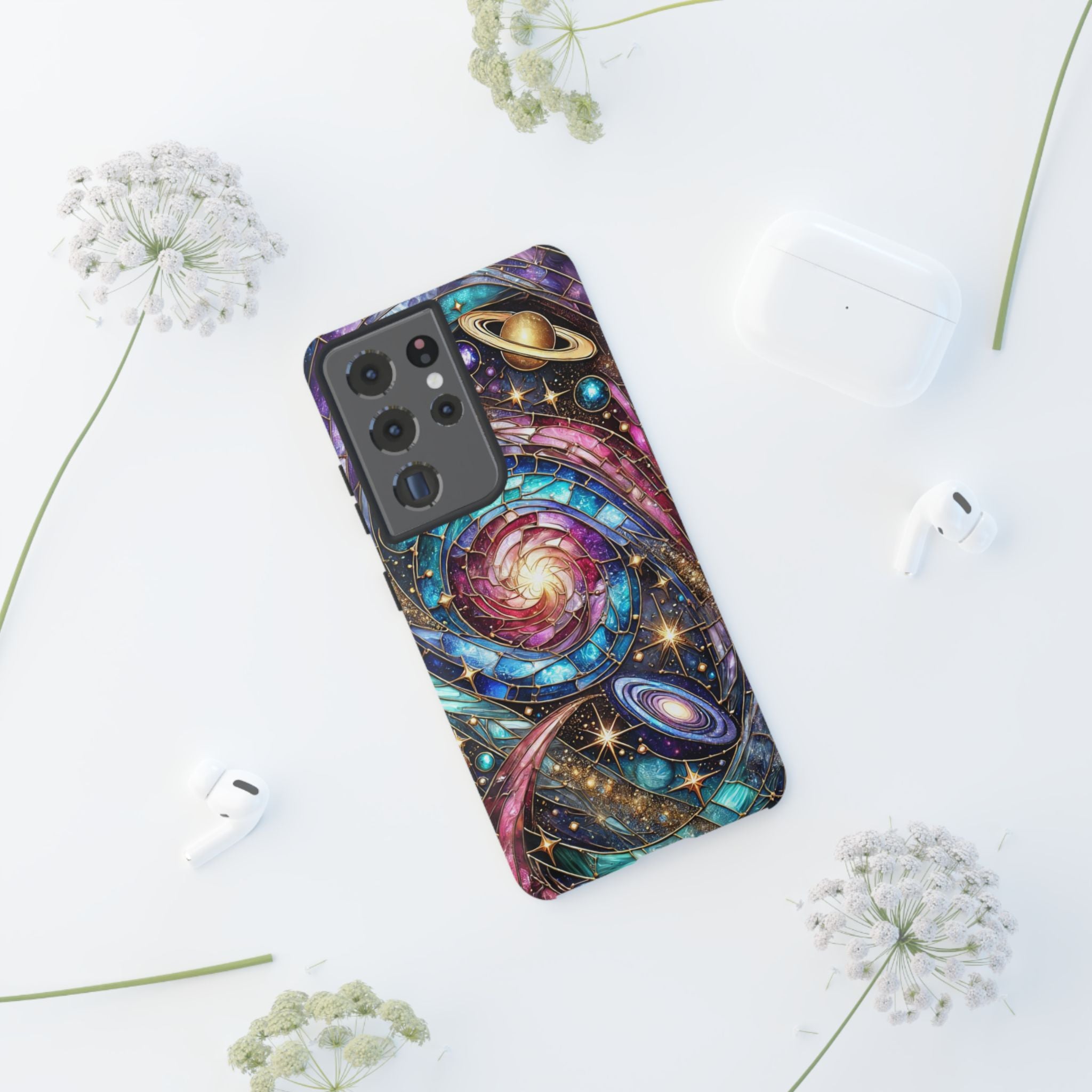 Stained Glass Celestial Android Phone Case – 3D Galaxy Full-Wrap Protective Cover with TPU Liner