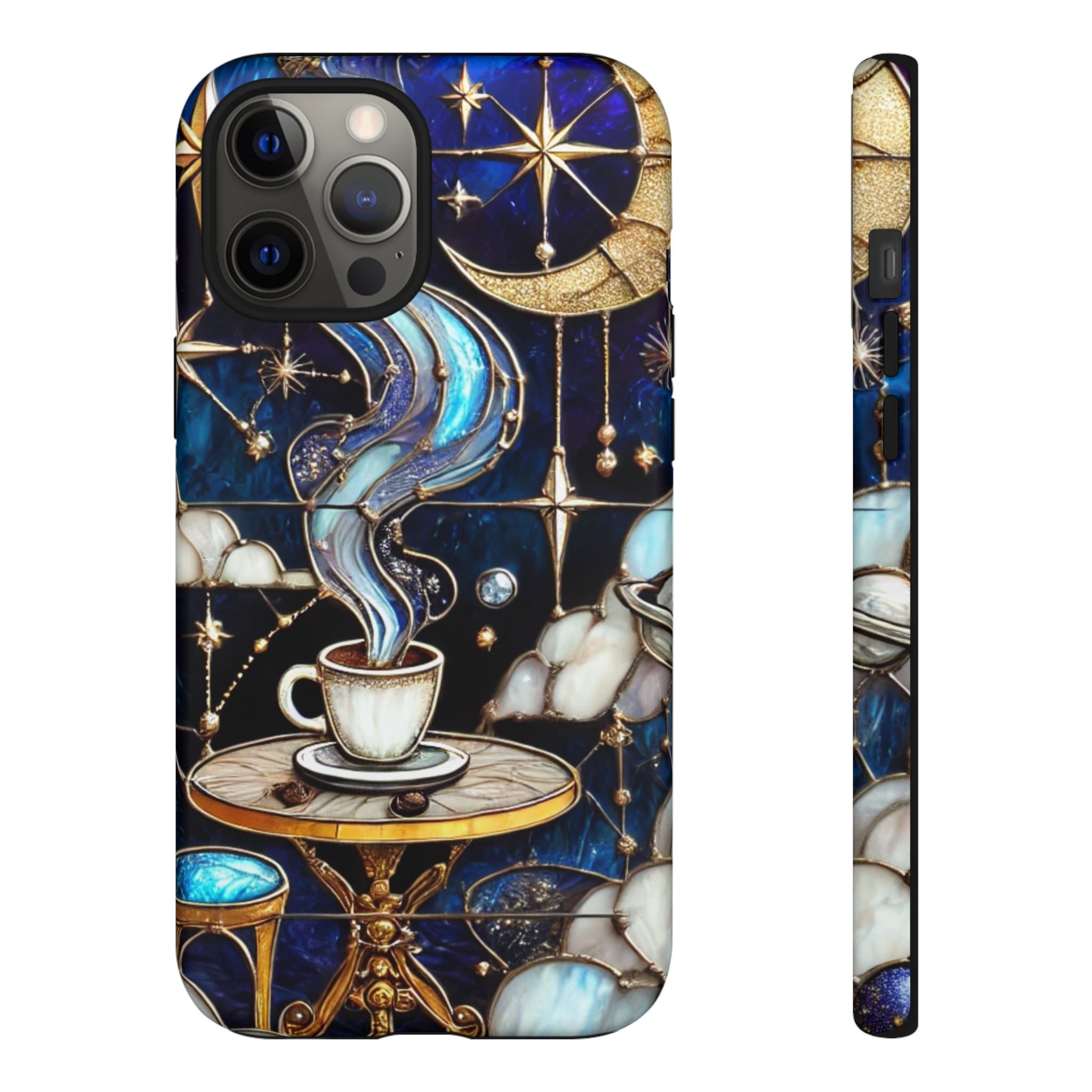 Celestial Stained Glass Coffee iPhone Case – Shockproof 3D Wrap