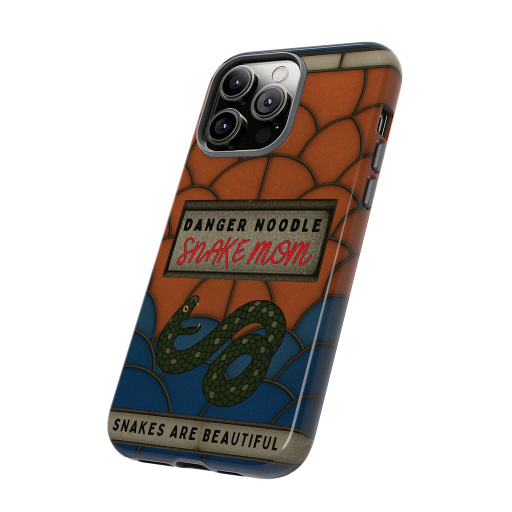 Danger Noodle Snake Mom Phone Case | Snakes Are Beautiful |Stained Glass Snake Art | Funny Snake Lover Gift |  Reptile Mom Phone Cover